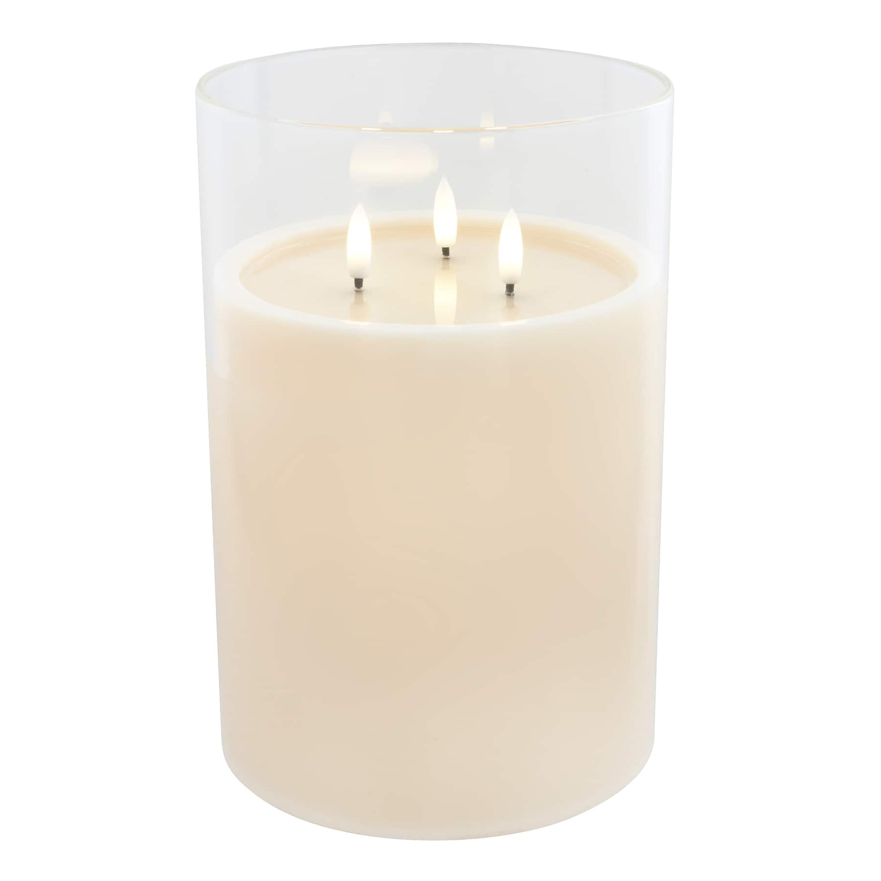 9&#x22; LED 3-Wick Flickering Glass &#x26; Wax Candle by Ashland&#xAE;