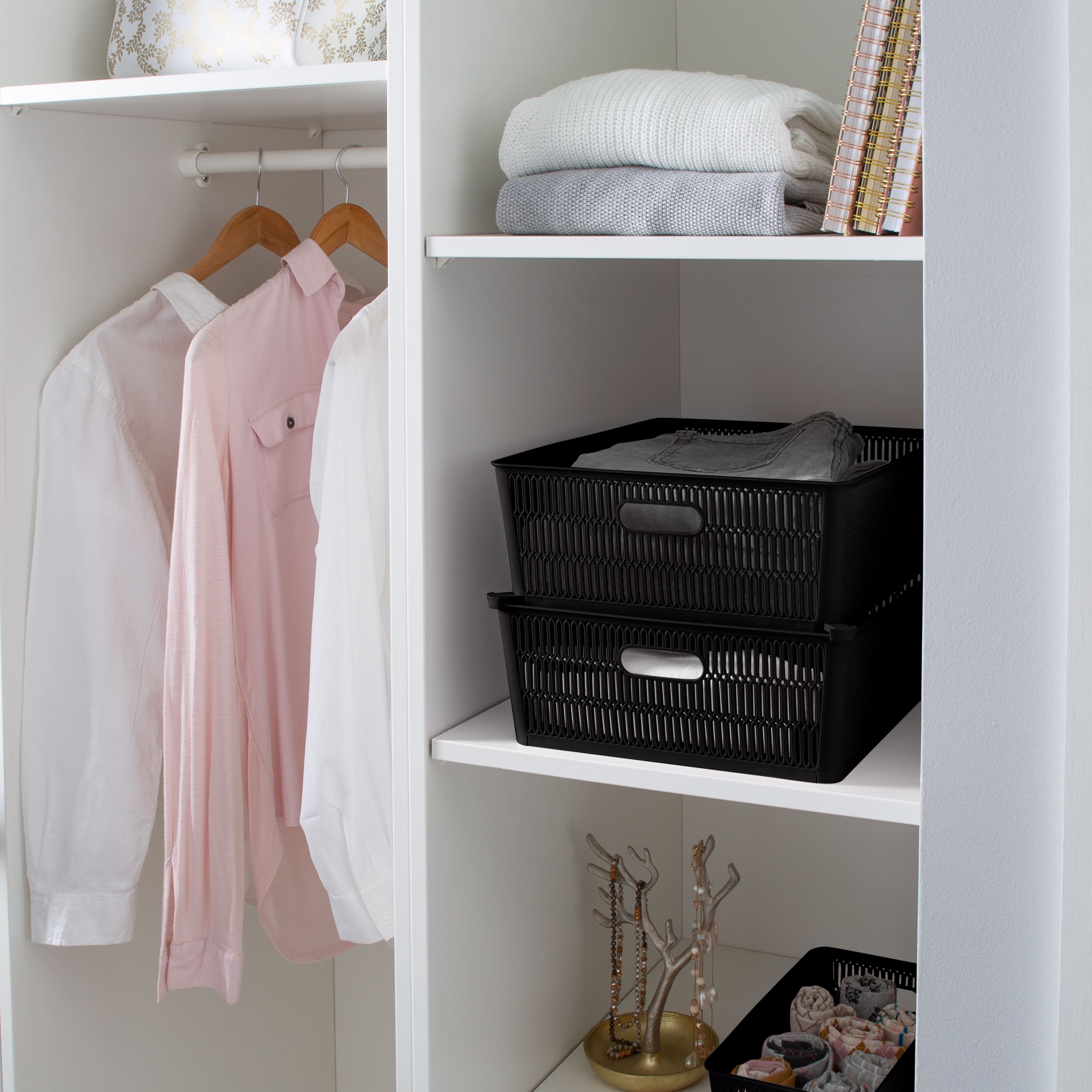 Simplify Slide 2 Stack It Shallow Tote Baskets, 2ct.