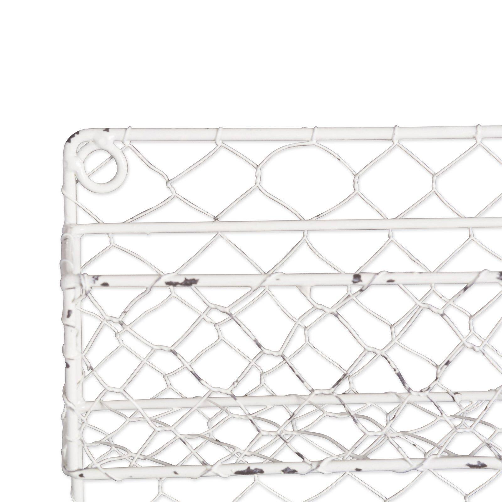 DII&#xAE; 10&#x22; Antique White 2 Row Chicken Wire Spice Rack