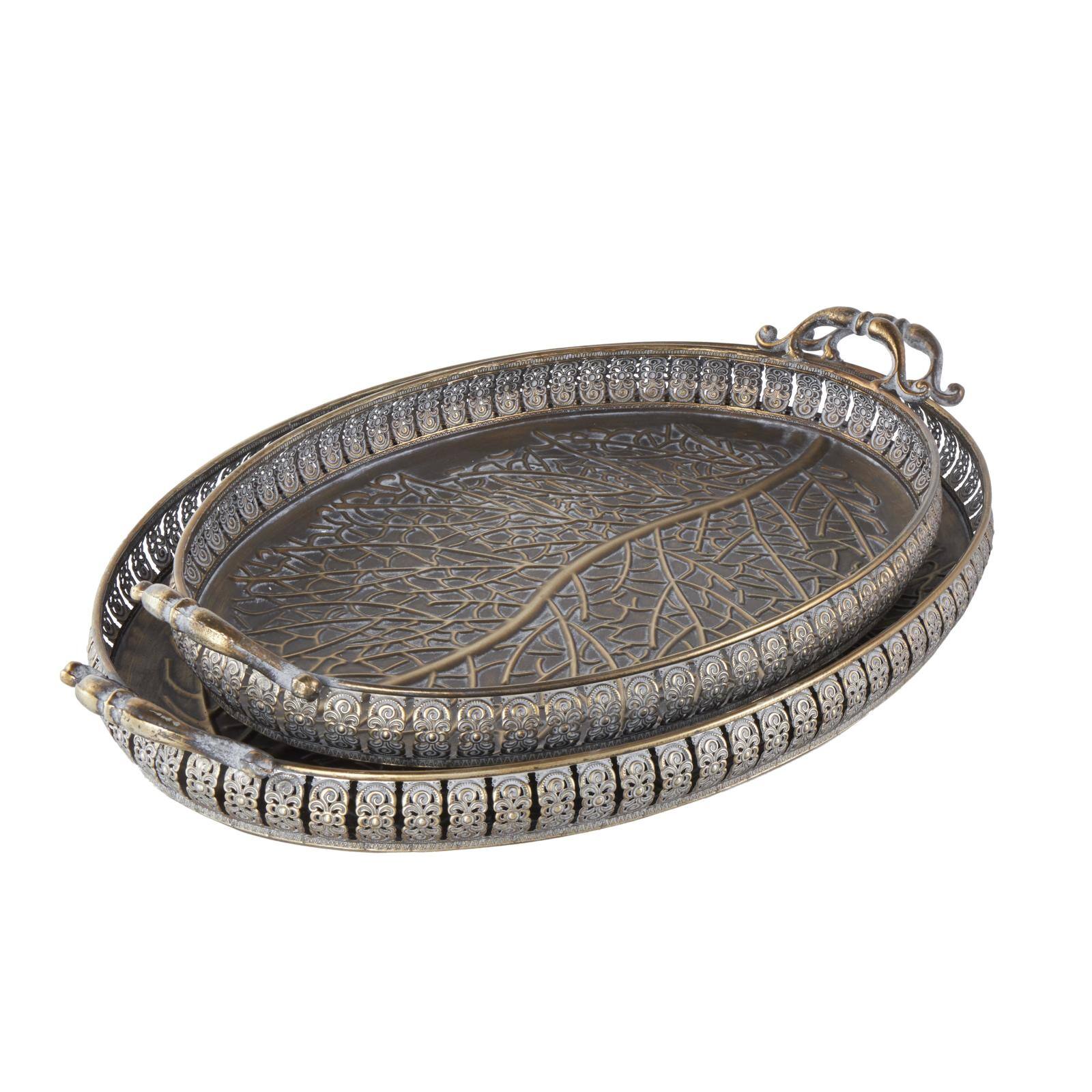 Brass Tree Patterned Tray Set