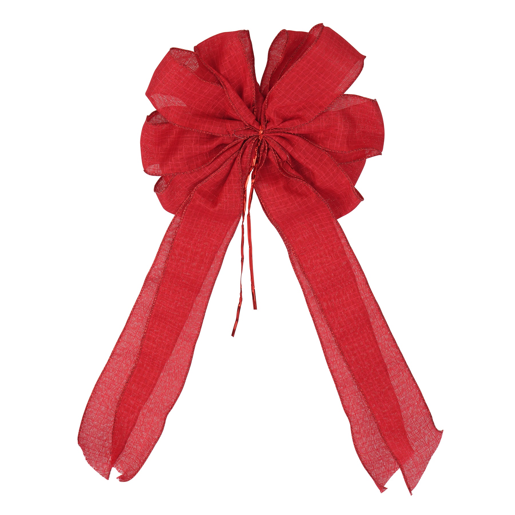 20.5&#x22; Red Faux Linen Tree Topper Bow by Celebrate It&#x2122;