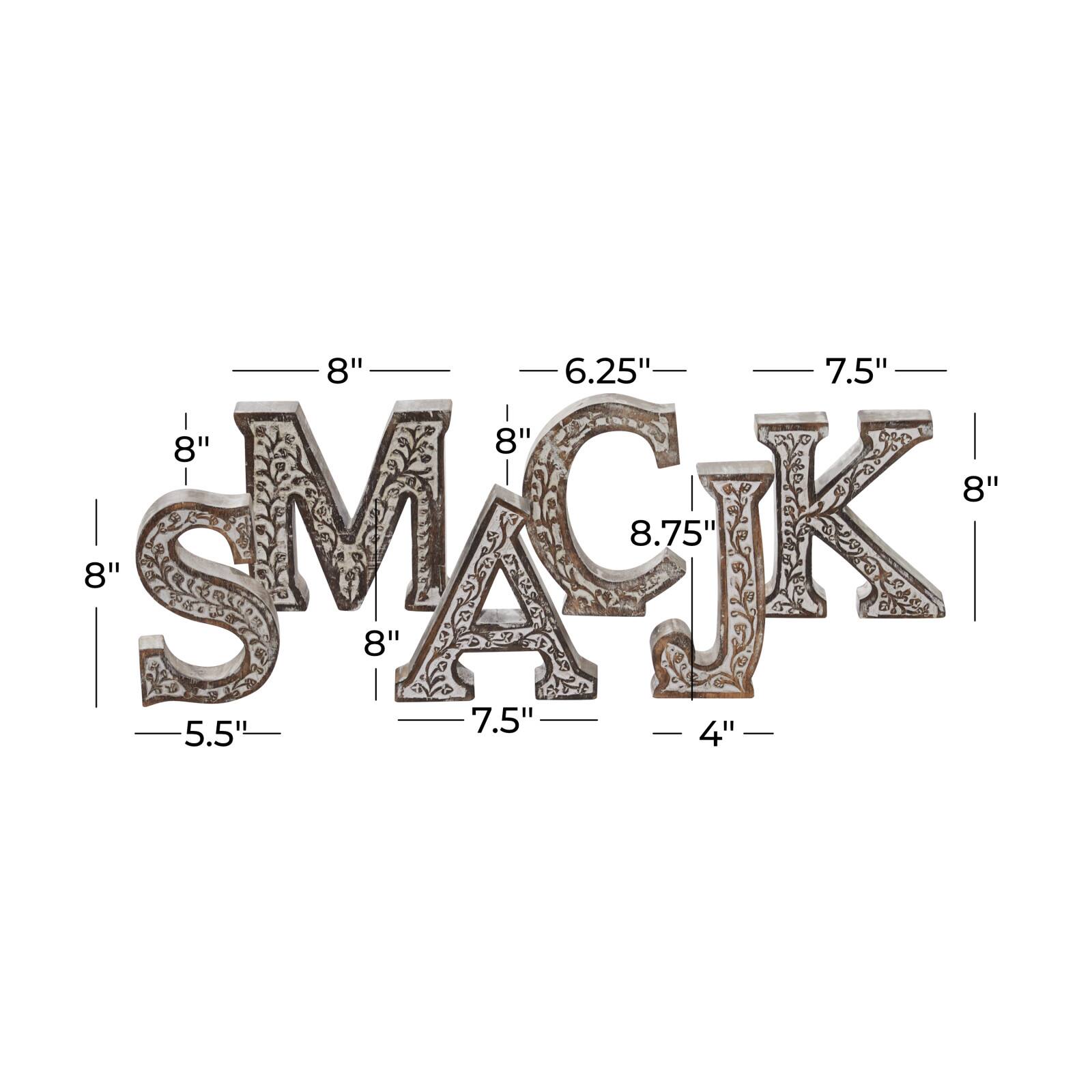 8&#x22; Brown Mango Wood Letter Set, 6ct.