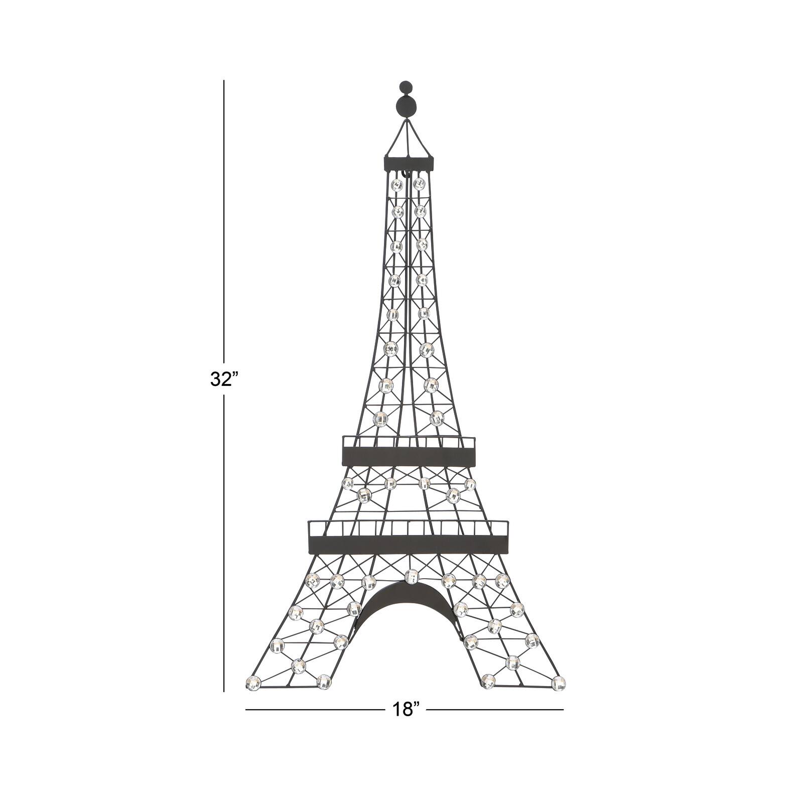 32" Black Metal Eiffel Tower Glam Wall Décor