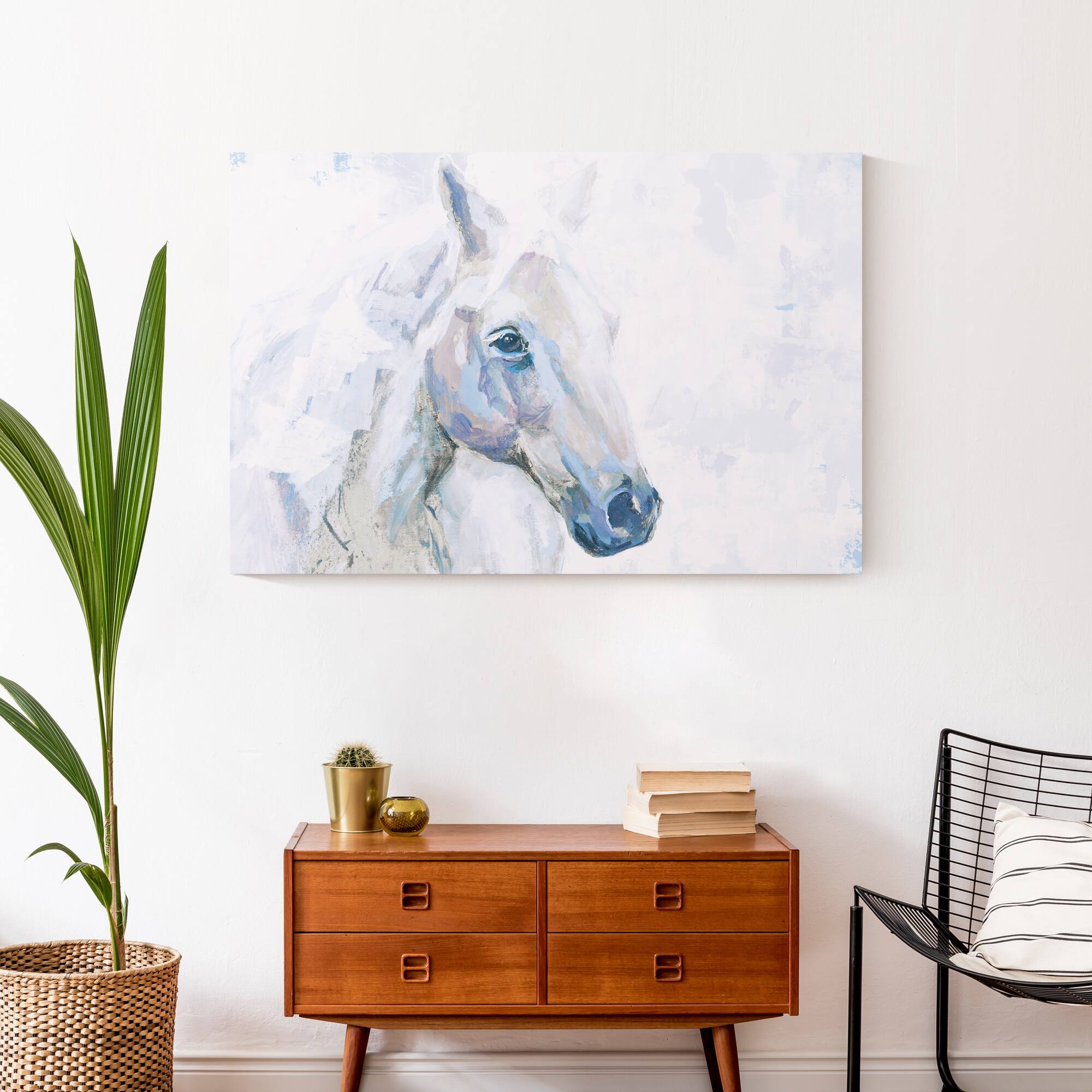 Light Blue Horse 36&#x22; x 24&#x22; Canvas Wall Art
