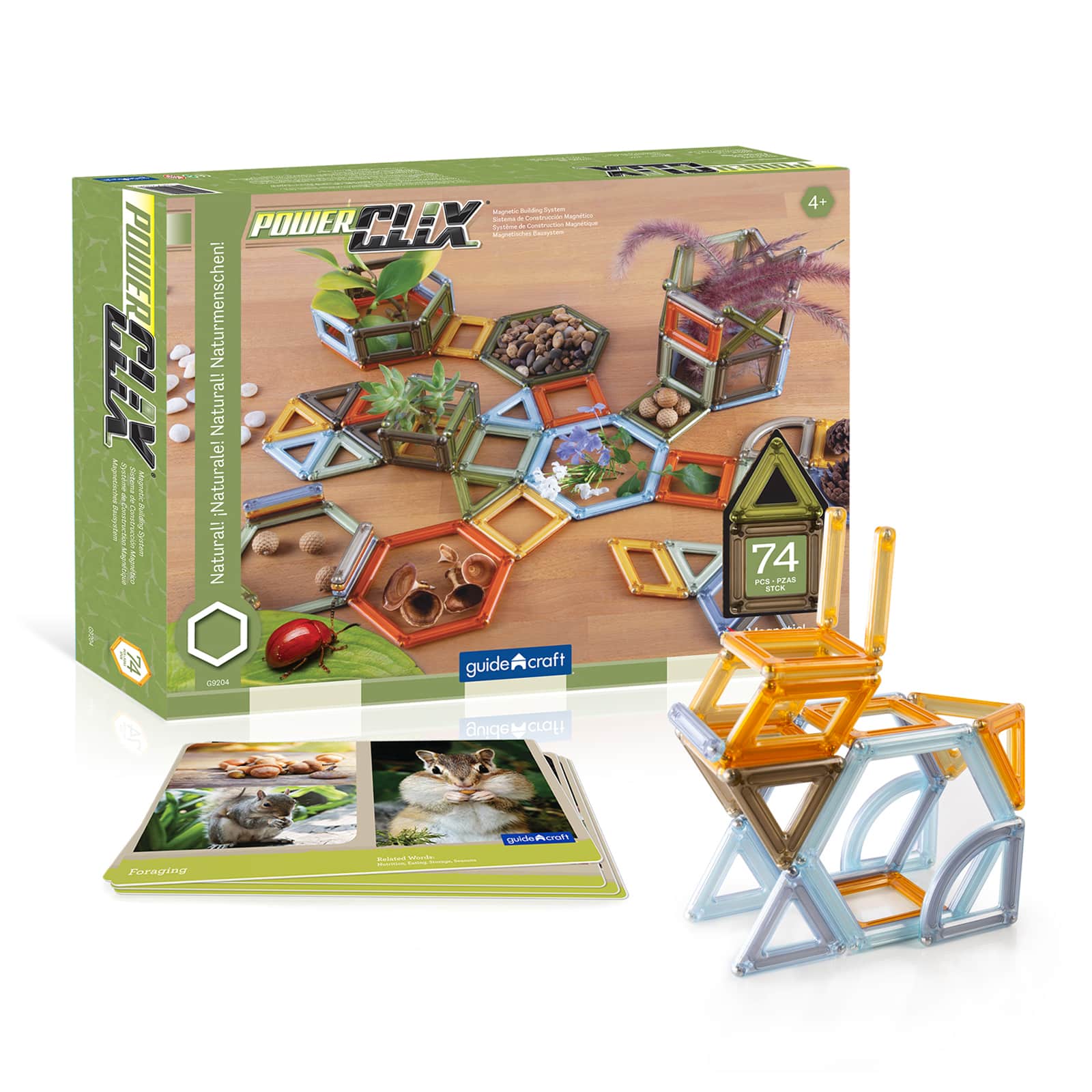 Guidecraft PowerClix&#xAE; Natural Frames Magnetic Building Set