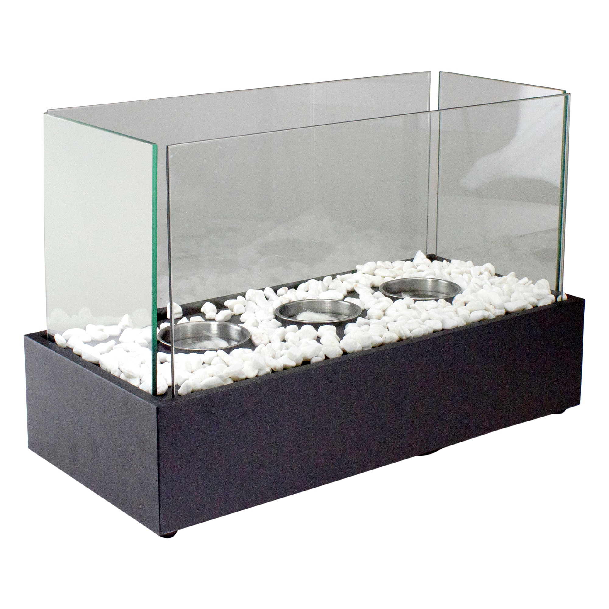 17.75" Bio Ethanol Ventless Portable Tabletop Triple Fireplace with Flame Guard