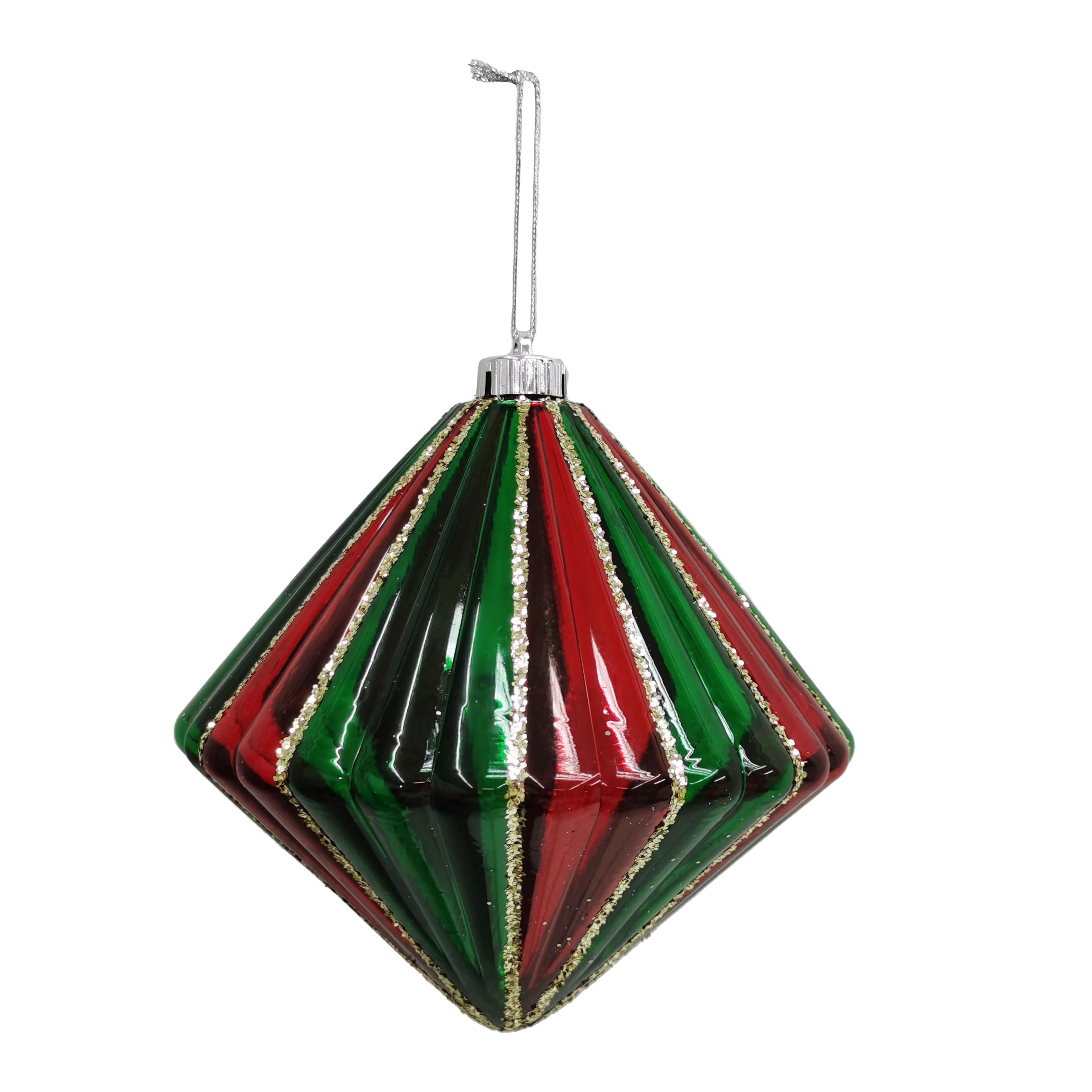 7.75&#x22; Jumbo Red, Green &#x26; Gold Shatterproof Diamond Ornament by Ashland&#xAE;