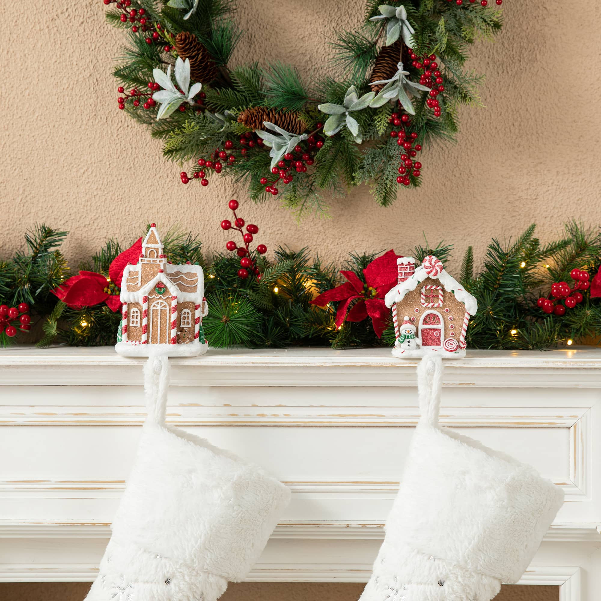 Glitzhome&#xAE; Gingerbread House Stocking Holder Set