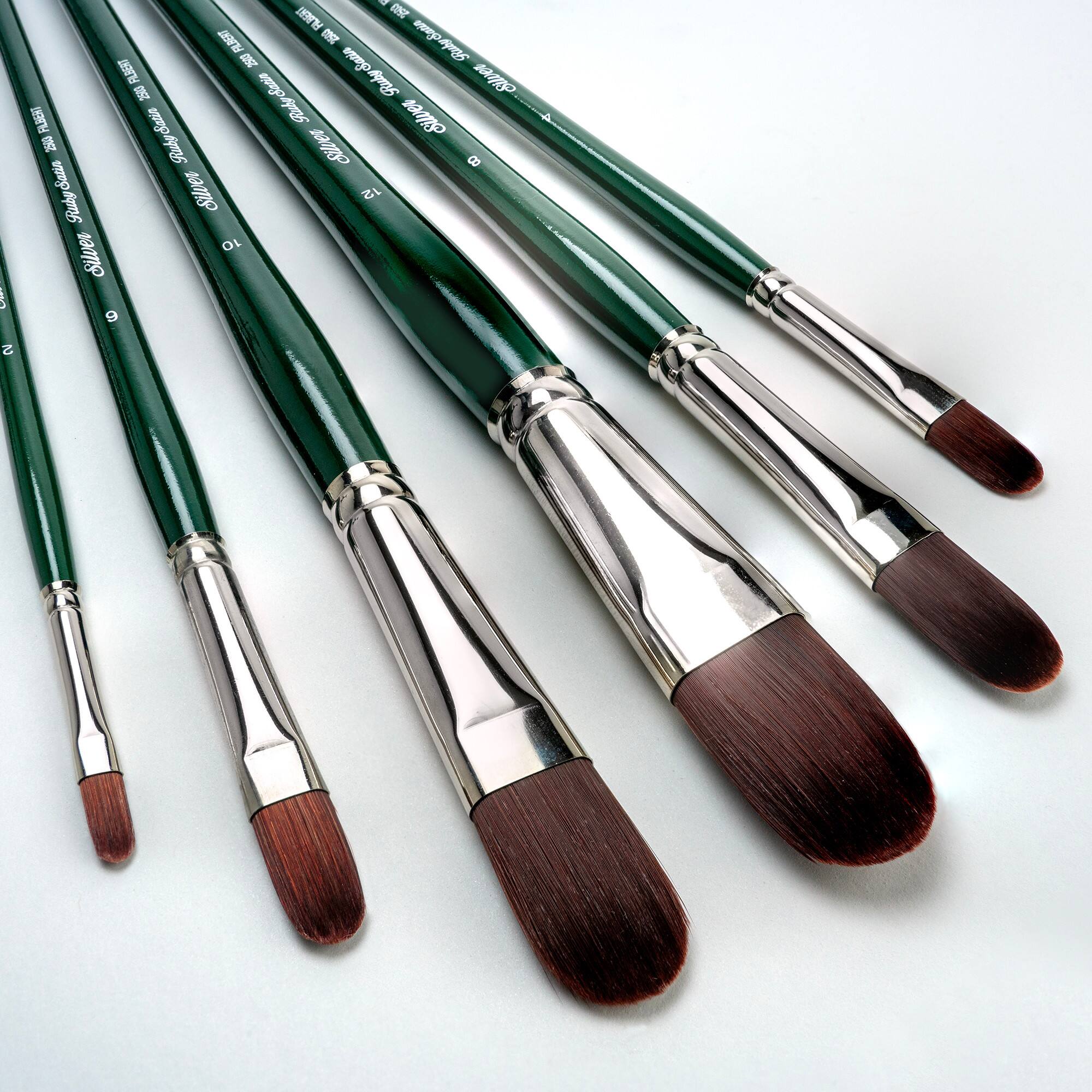 Silver Brush Limited Ruby Satin® 6 Piece Long Filberts Brush Set
