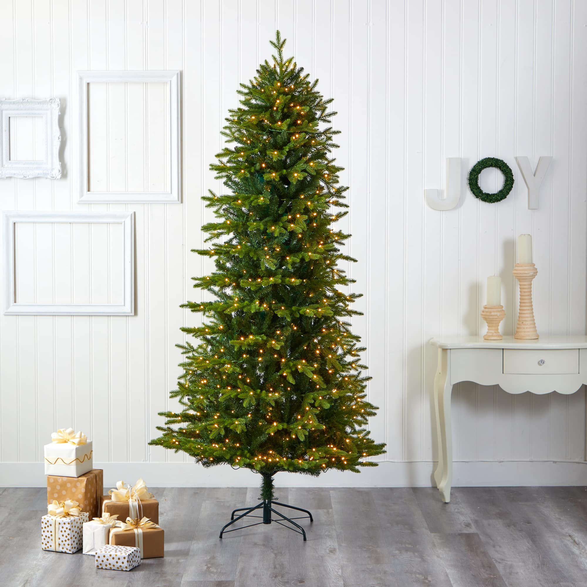 8ft. Pre-Lit Belgium Fir Artificial Christmas Tree, Clear LED Lights