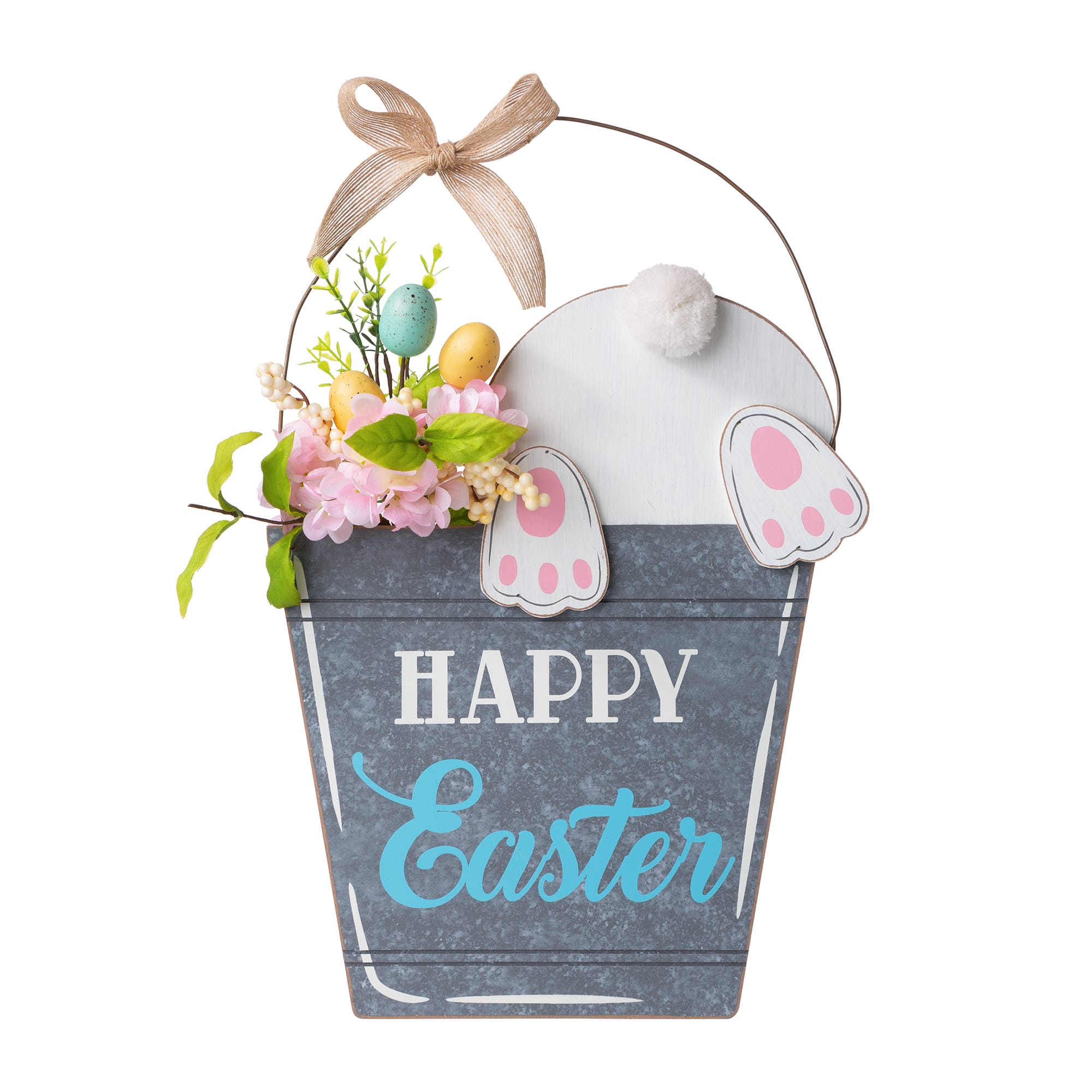 Glitzhome&#xAE; 18&#x22; Easter Wooden Bunny Eggs Wall D&#xE9;cor