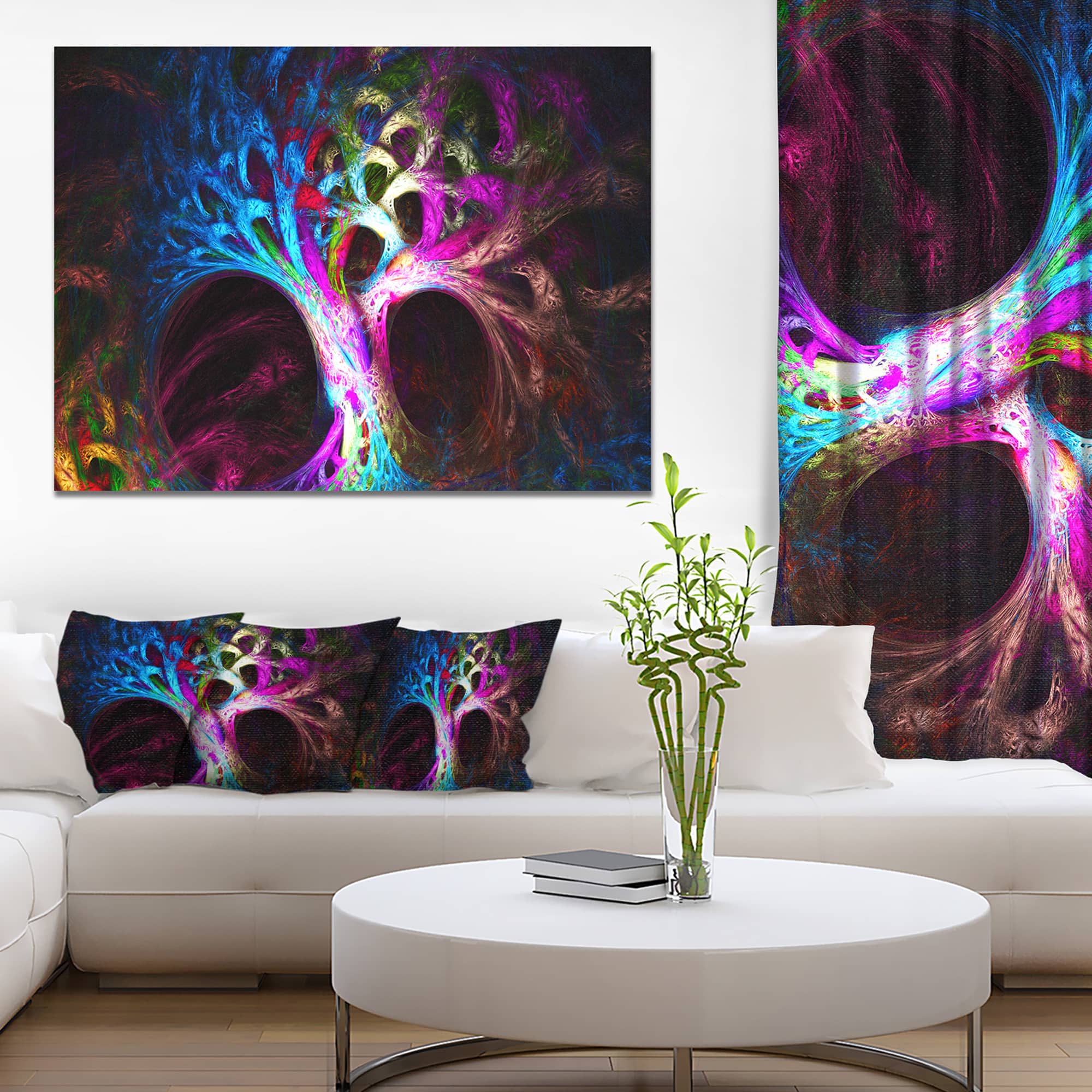 Designart - Magical Multi color Psychedelic Tree - Abstract Canvas Art Print