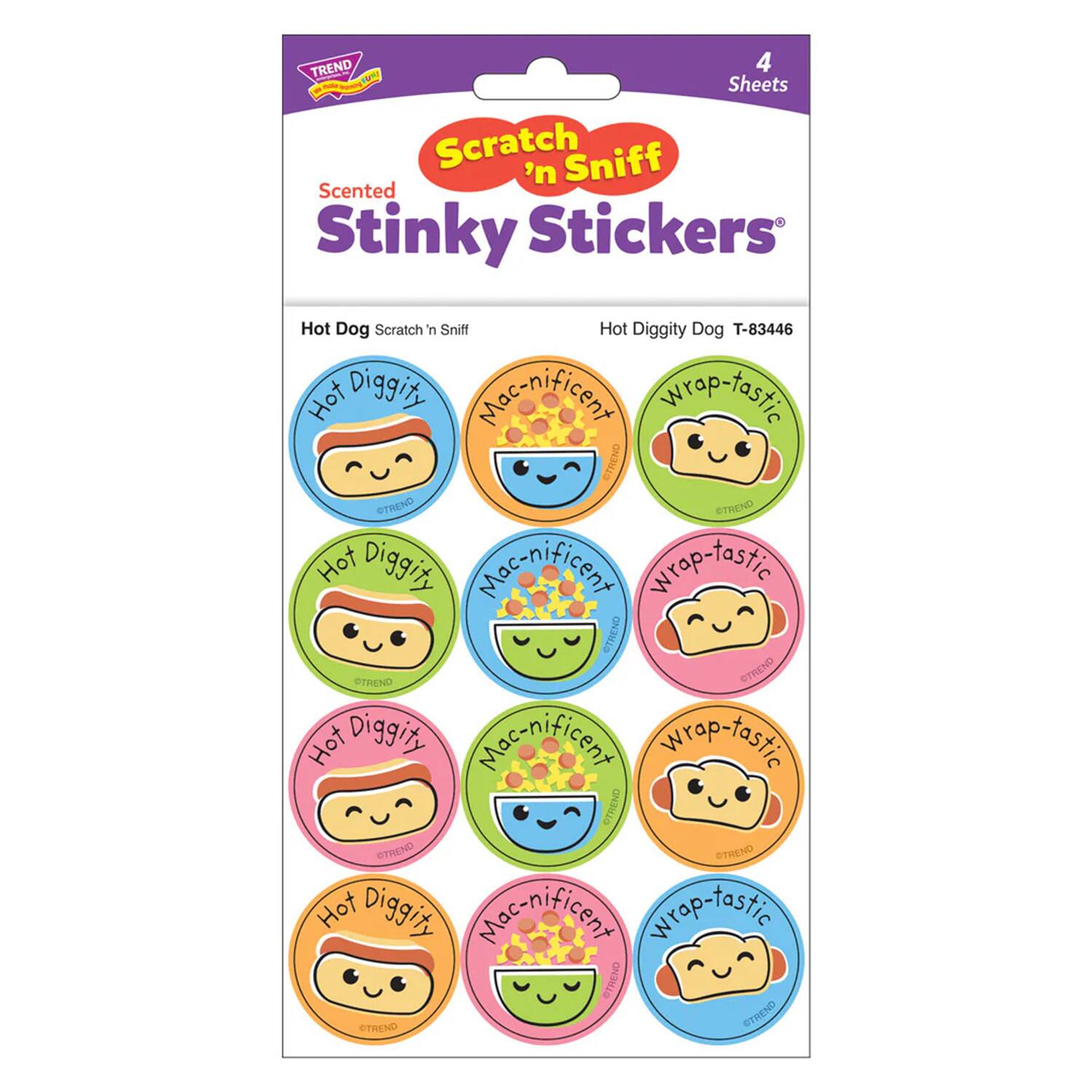 TREND Enterprises&#xAE; Hot Diggity Dog, Hot Dog scent Scratch &#x27;n Sniff Stinky Stickers&#xAE;, 48 Per Pack, 6 Packs