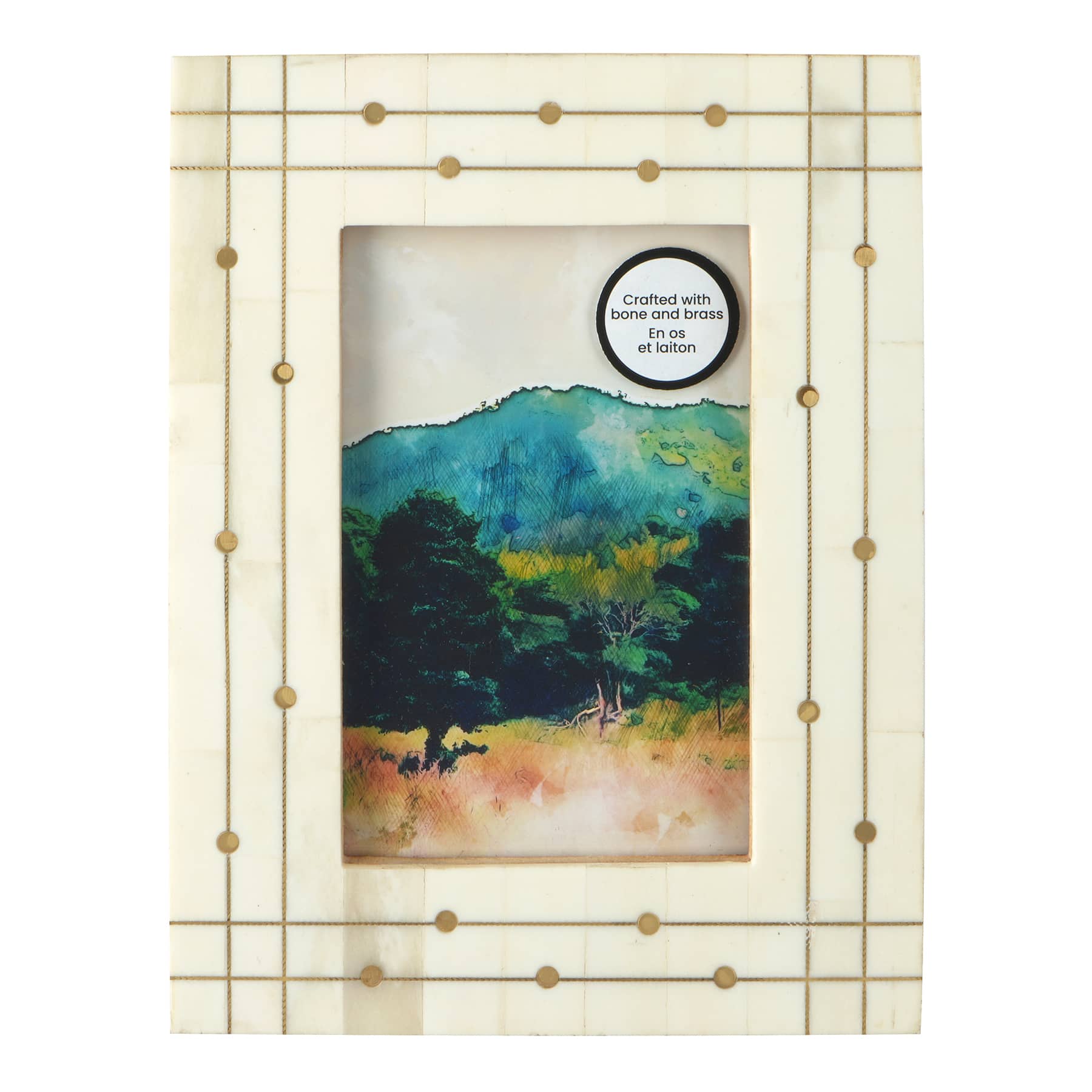 4&#x22; x 6&#x22; Bone &#x26; Brass Tabletop Frame, Atelier by Studio D&#xE9;cor&#xAE;