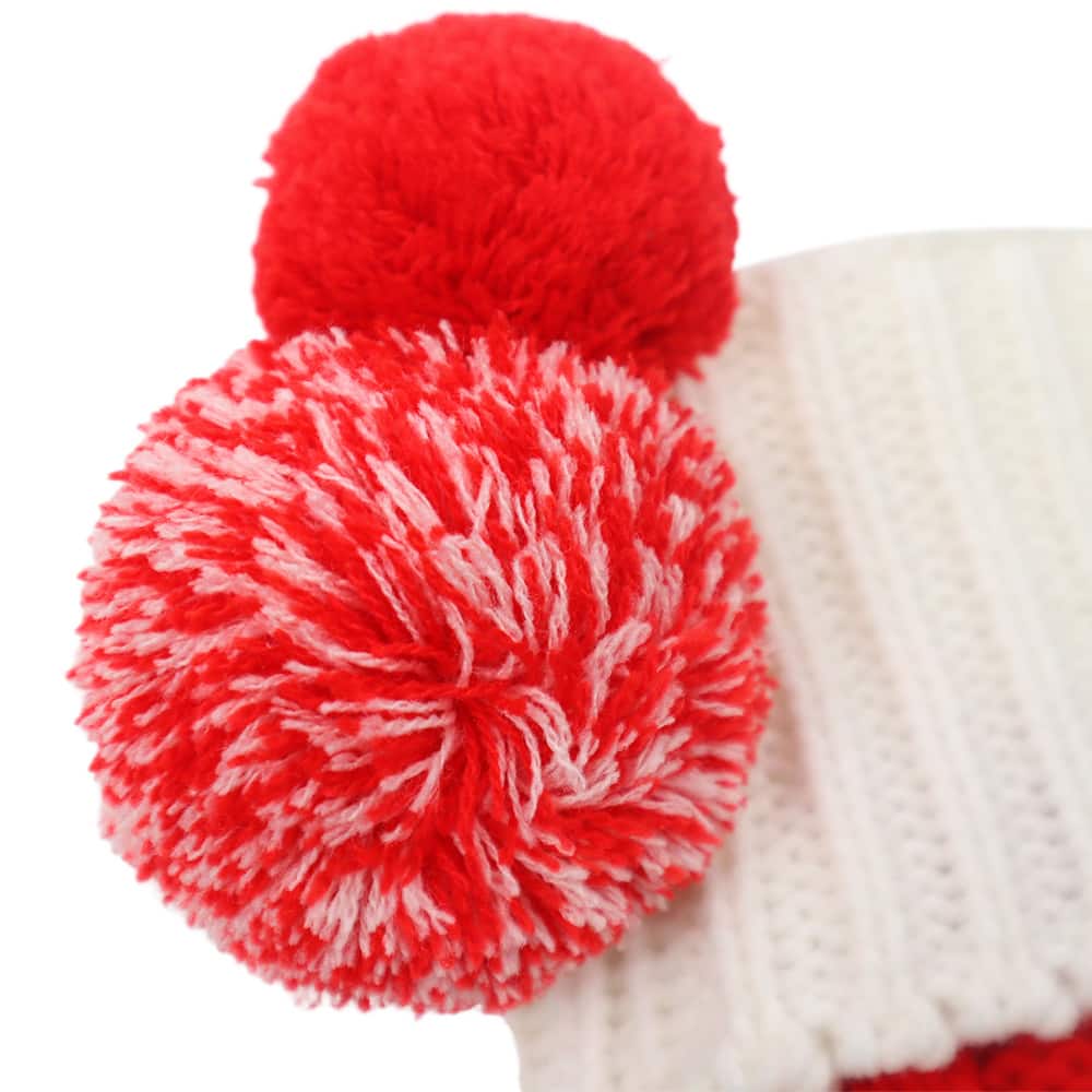 18.5&#x22; Red &#x26; White Stripe Knit Stocking with Pom Poms by Ashland&#xAE;