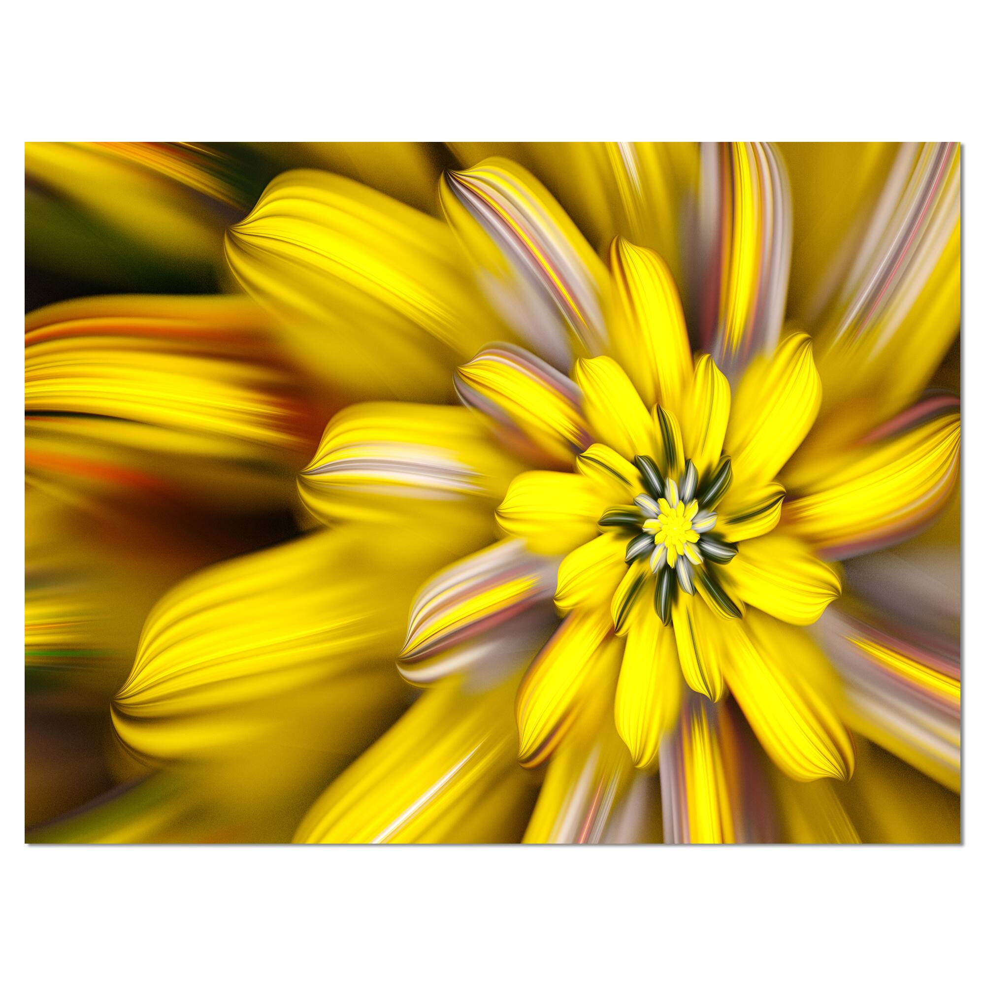 Designart - Massive Yellow Fractal Flower - Floral Canvas Art Print