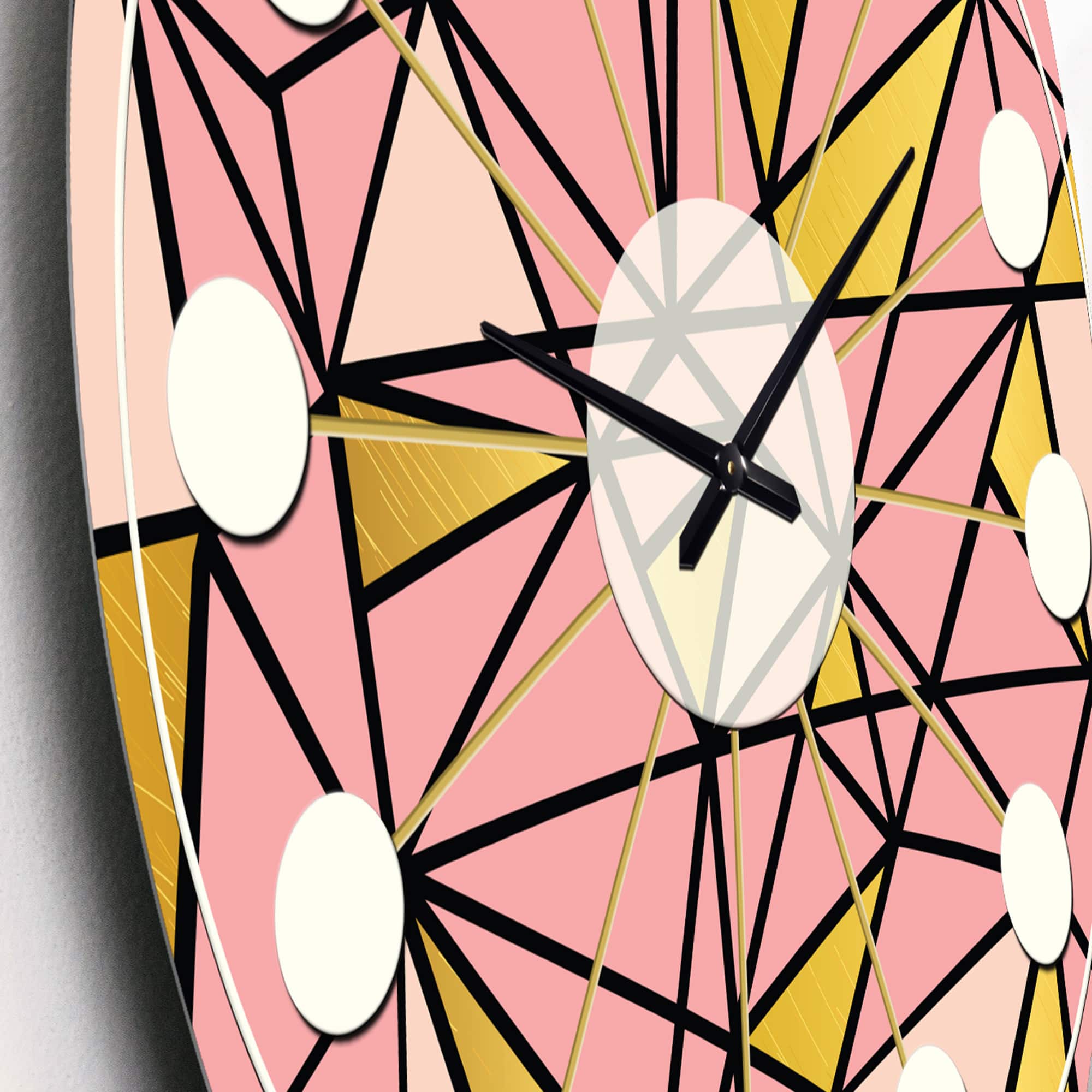 Designart 'Triangular Gold Design Ii Mid-Century Modern Wall Clock