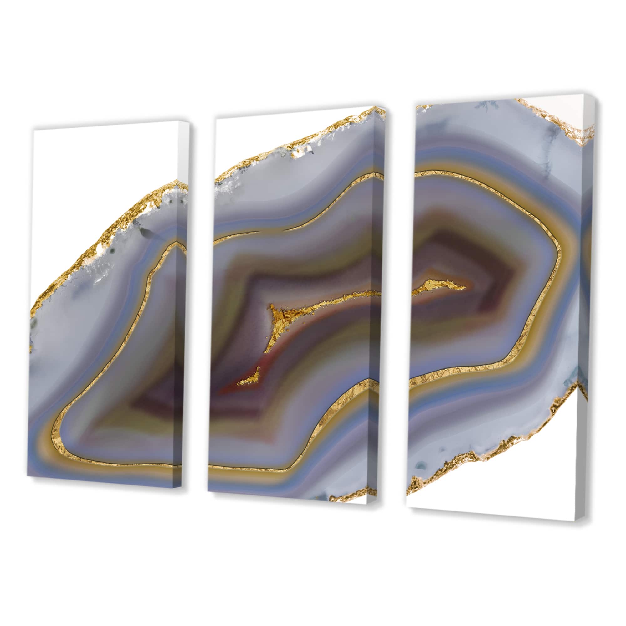 Designart - Golden Core Agate - Abstract Canvas Art Print