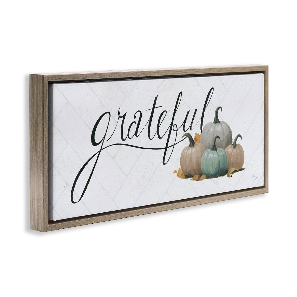 Stupell Industries Grateful with Pumpkins Floater Framed Art