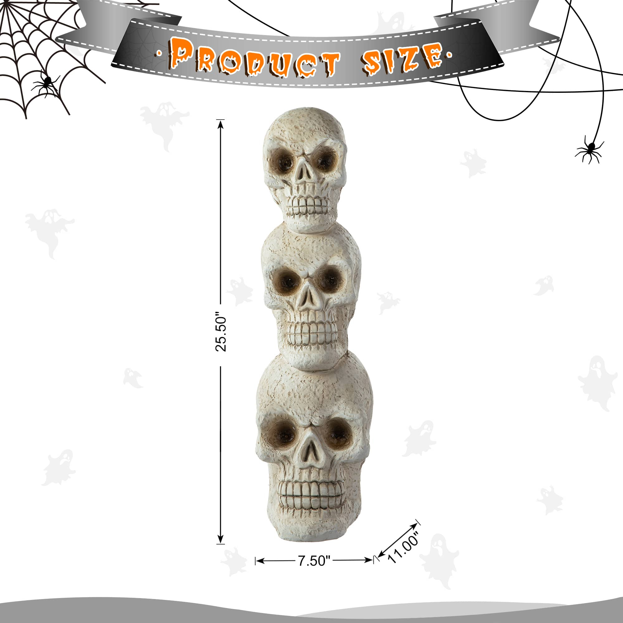 Glitzhome&#xAE; 25.5&#x22; Lighted Halloween Skull Porch D&#xE9;cor with Timer