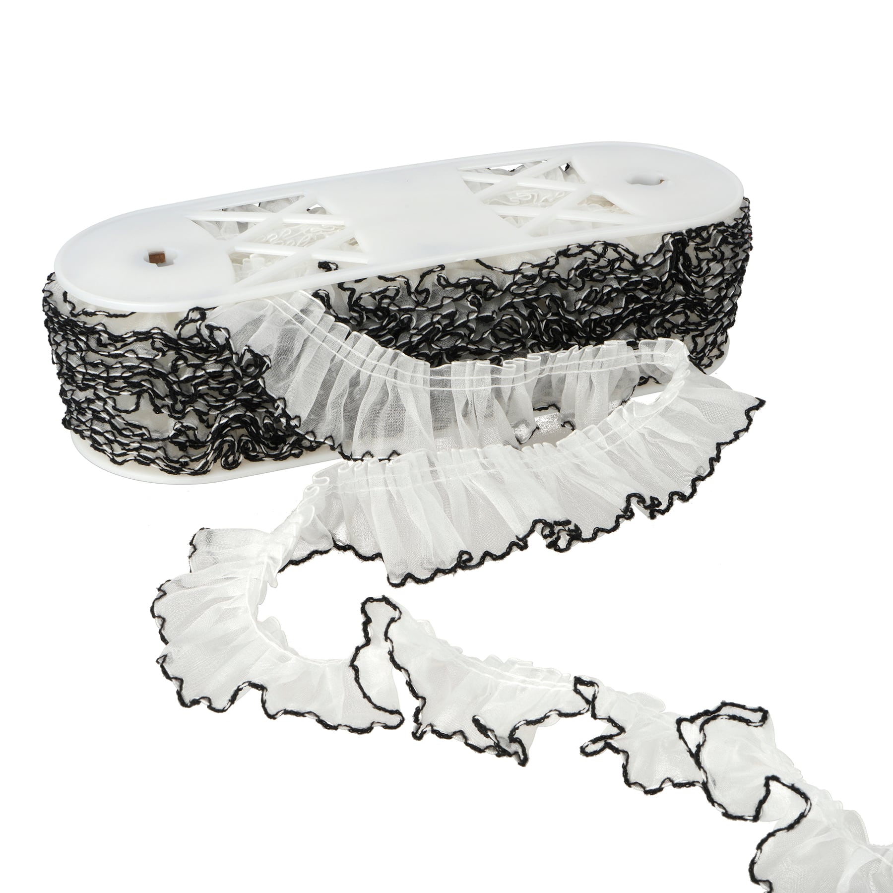 1.62" Black & White Organza Ruffled Trim by Celebrate It®