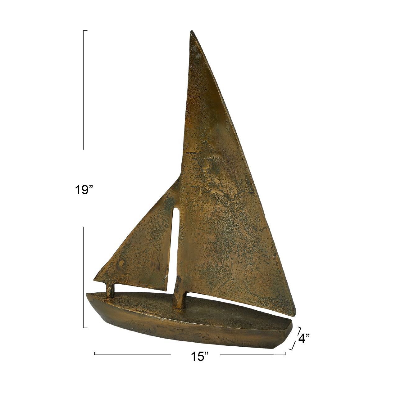 Hello Honey&#xAE; 19&#x22; Antique Brass Decorative Aluminum Sail Boat