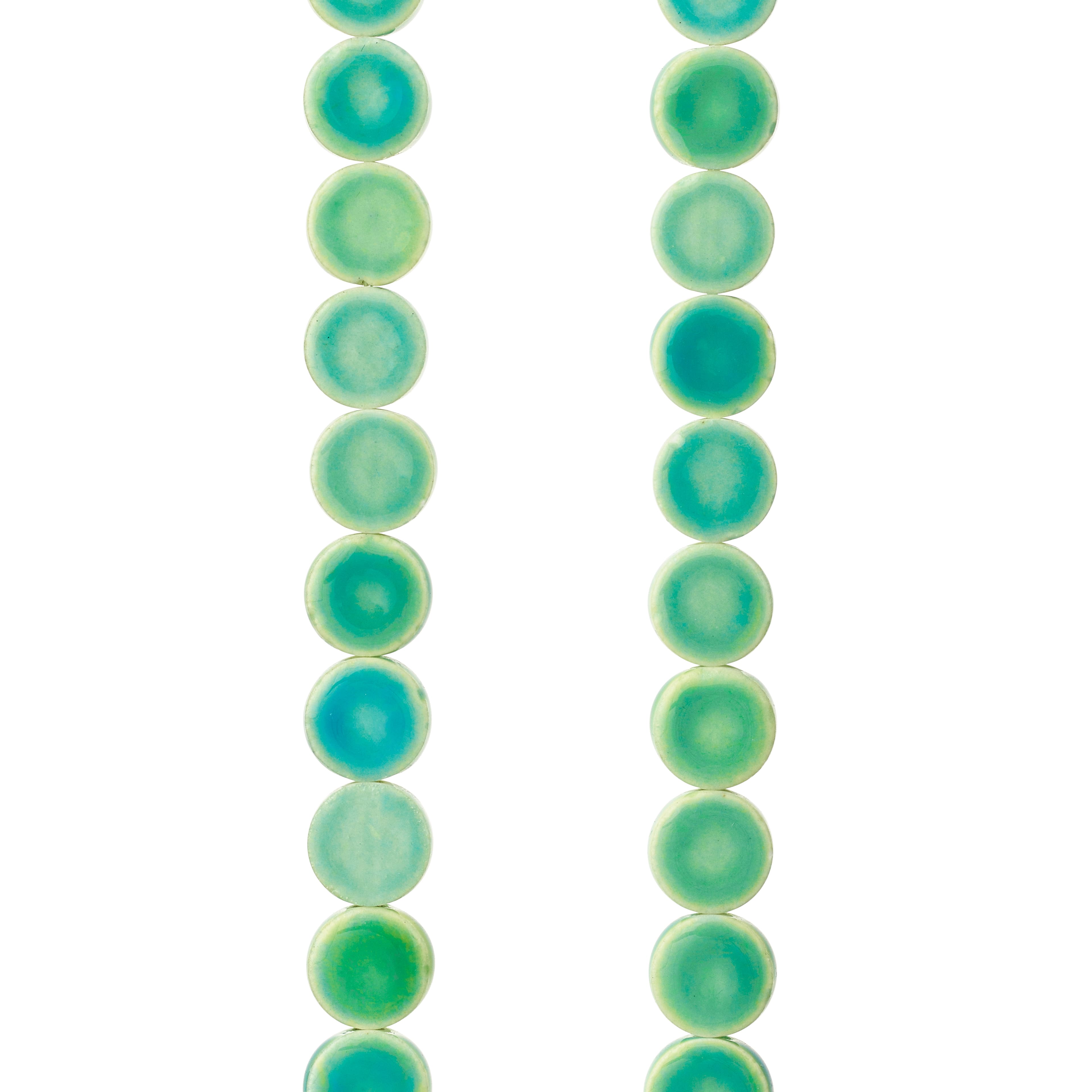 12 Pack: Turquoise Ceramic Roundel Beads, 8mm by Bead Landing™