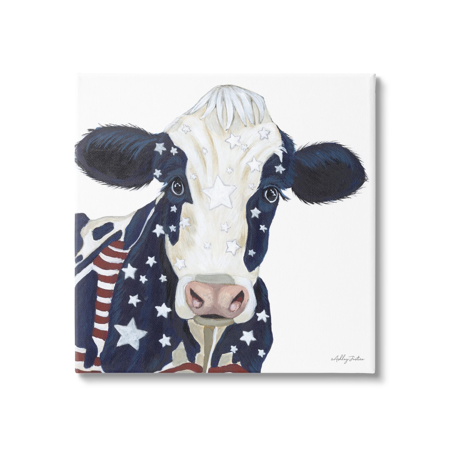 Stupell Industries Country Americana Cow Flag Pattern Canvas Wall Art