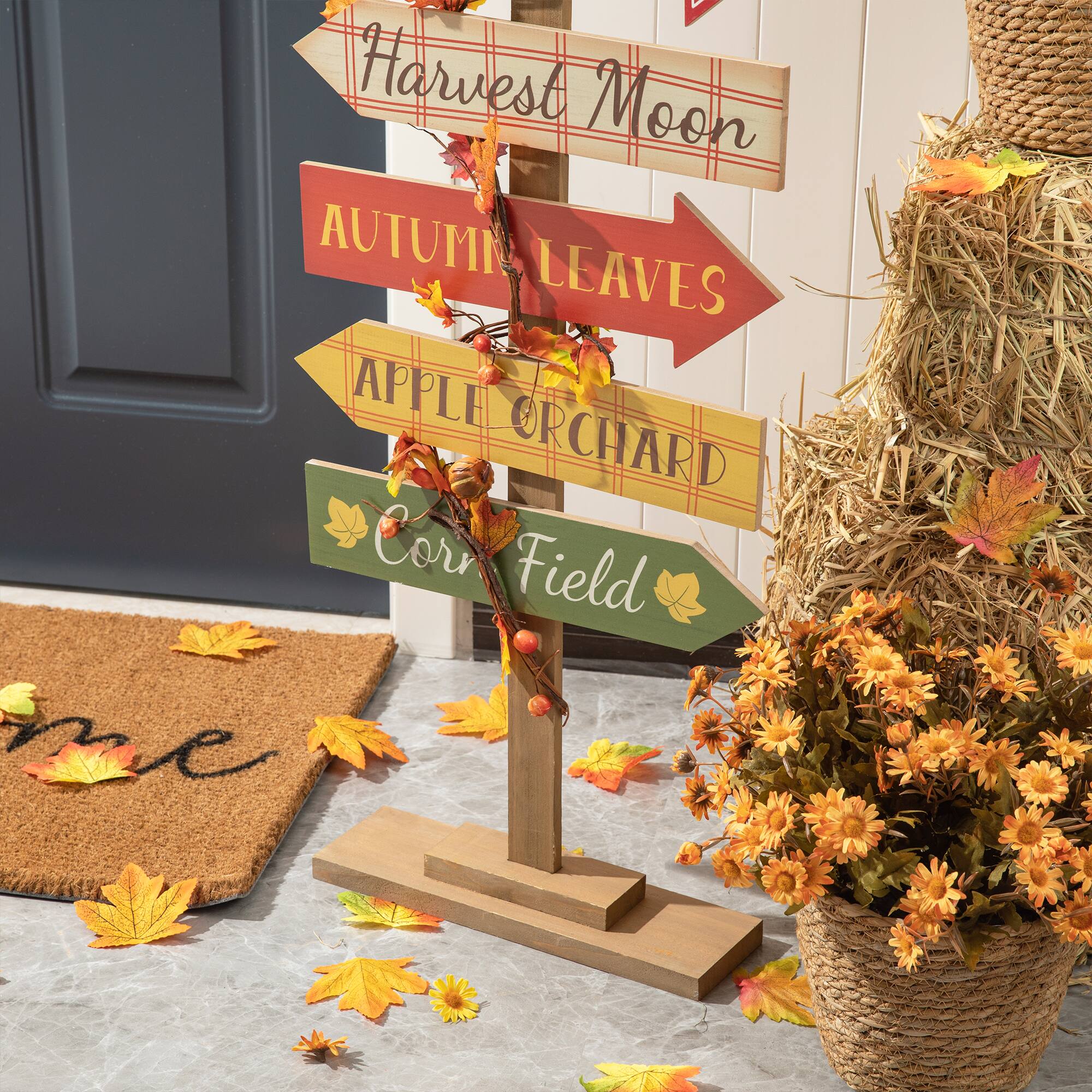 Glitzhome® 42.5" Fall Wooden Pumpkin Patch Porch Sign