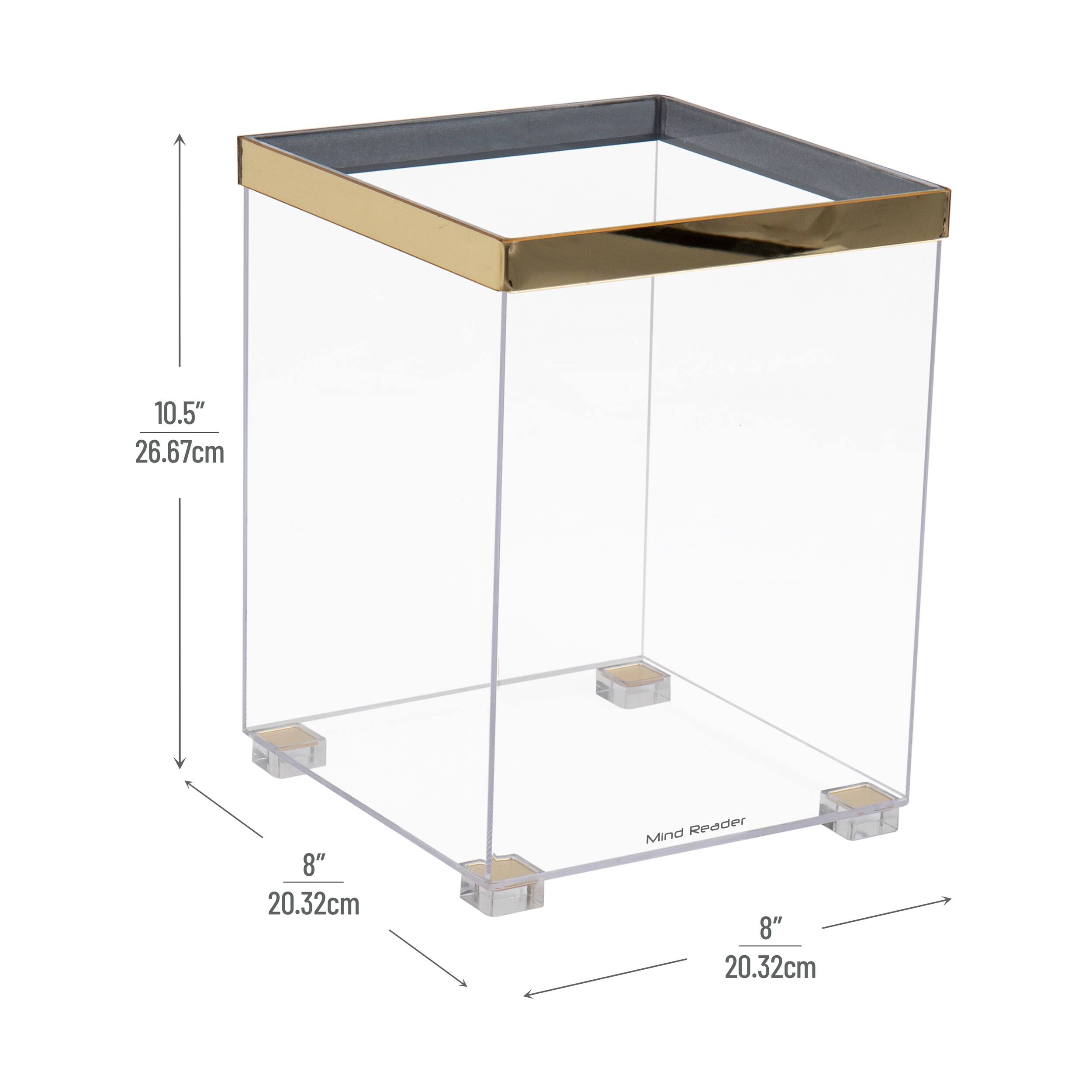 Mind Reader Cosmopolitan Collection Gold Wastepaper Basket