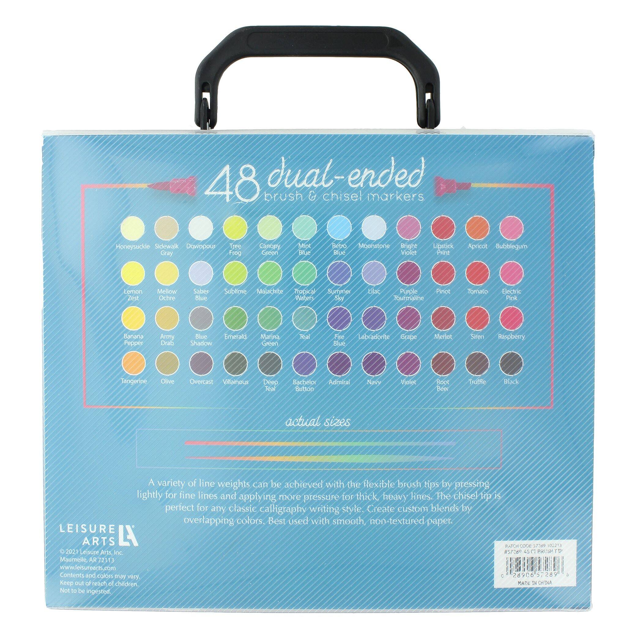 Leisure Arts&#xAE; 48 Color Brush &#x26; Chisel Dual Tip Marker Set