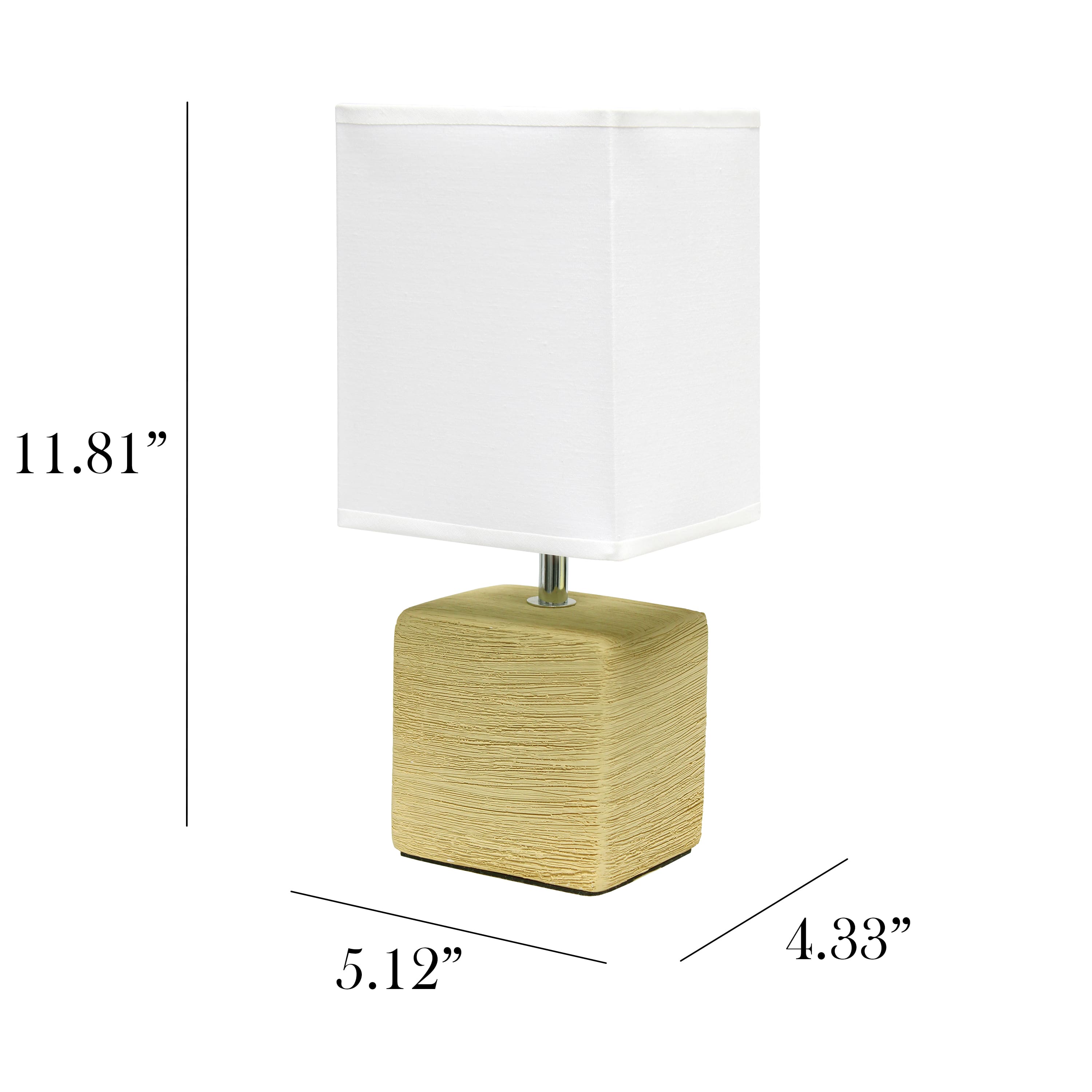 Simple Designs Stone Table Lamp with White Shade