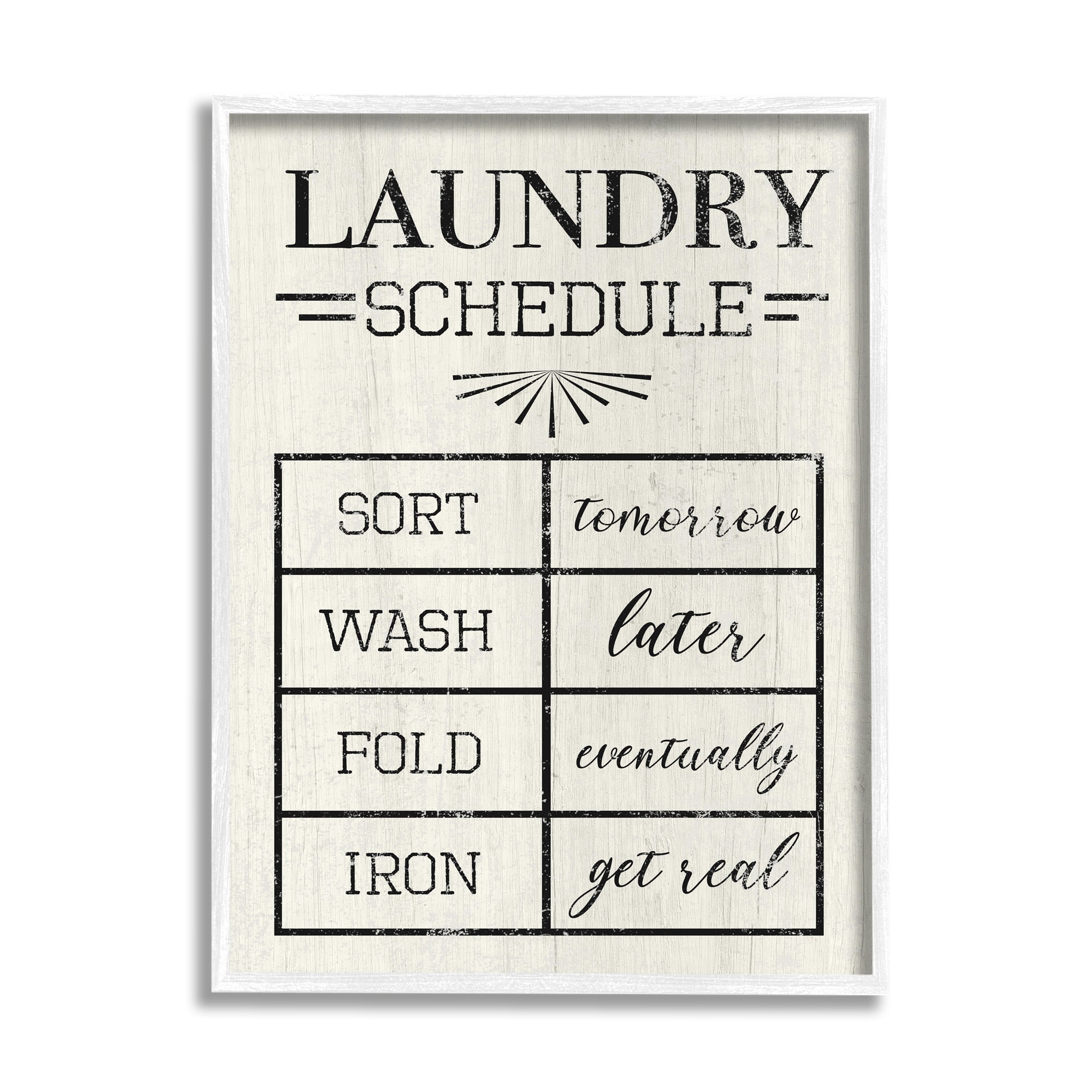 Stupell Industries Farmhouse Laundry Schedule Sort Tomorrow Wash Later Framed Wall Art