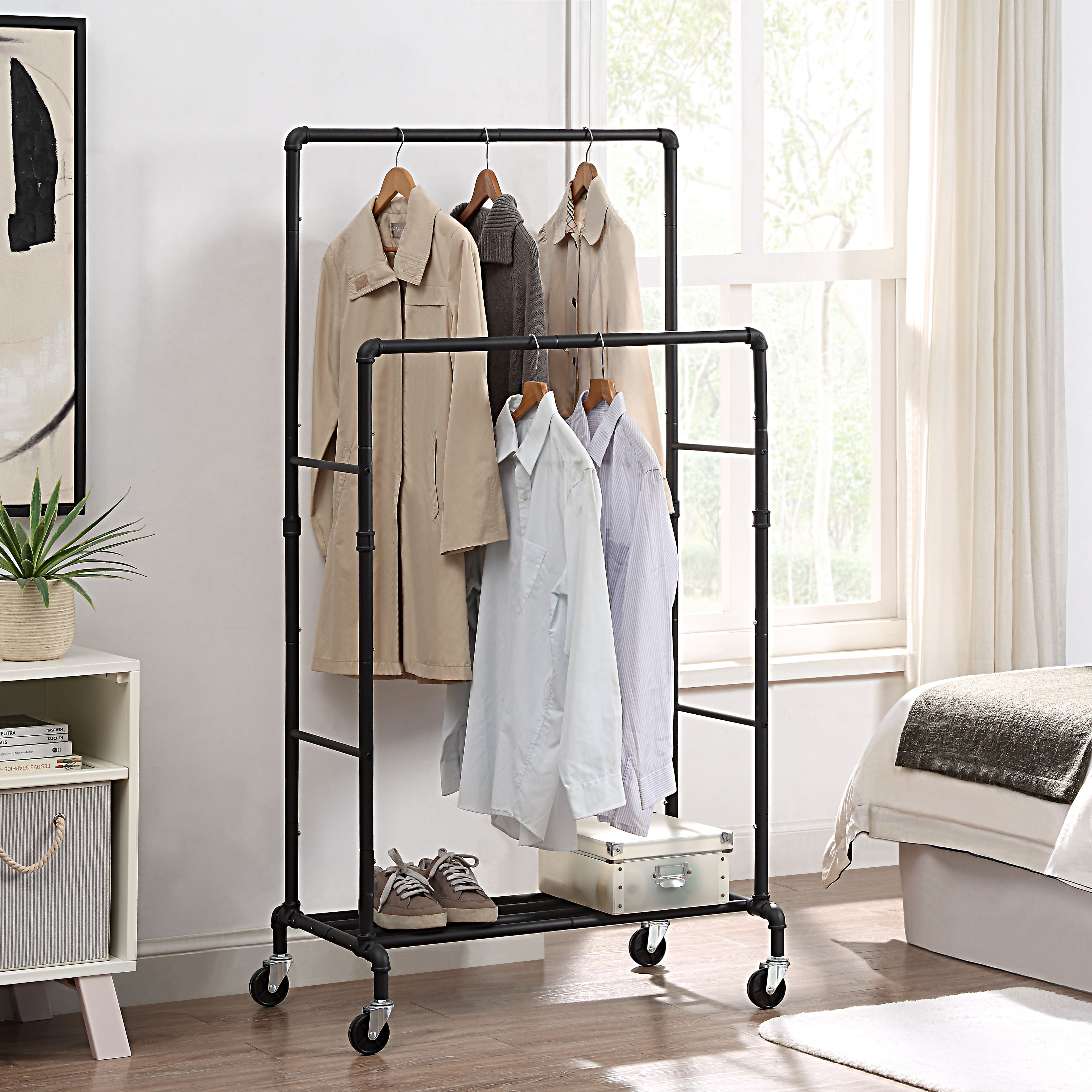 SunnyPoint Black Double Garment Rack