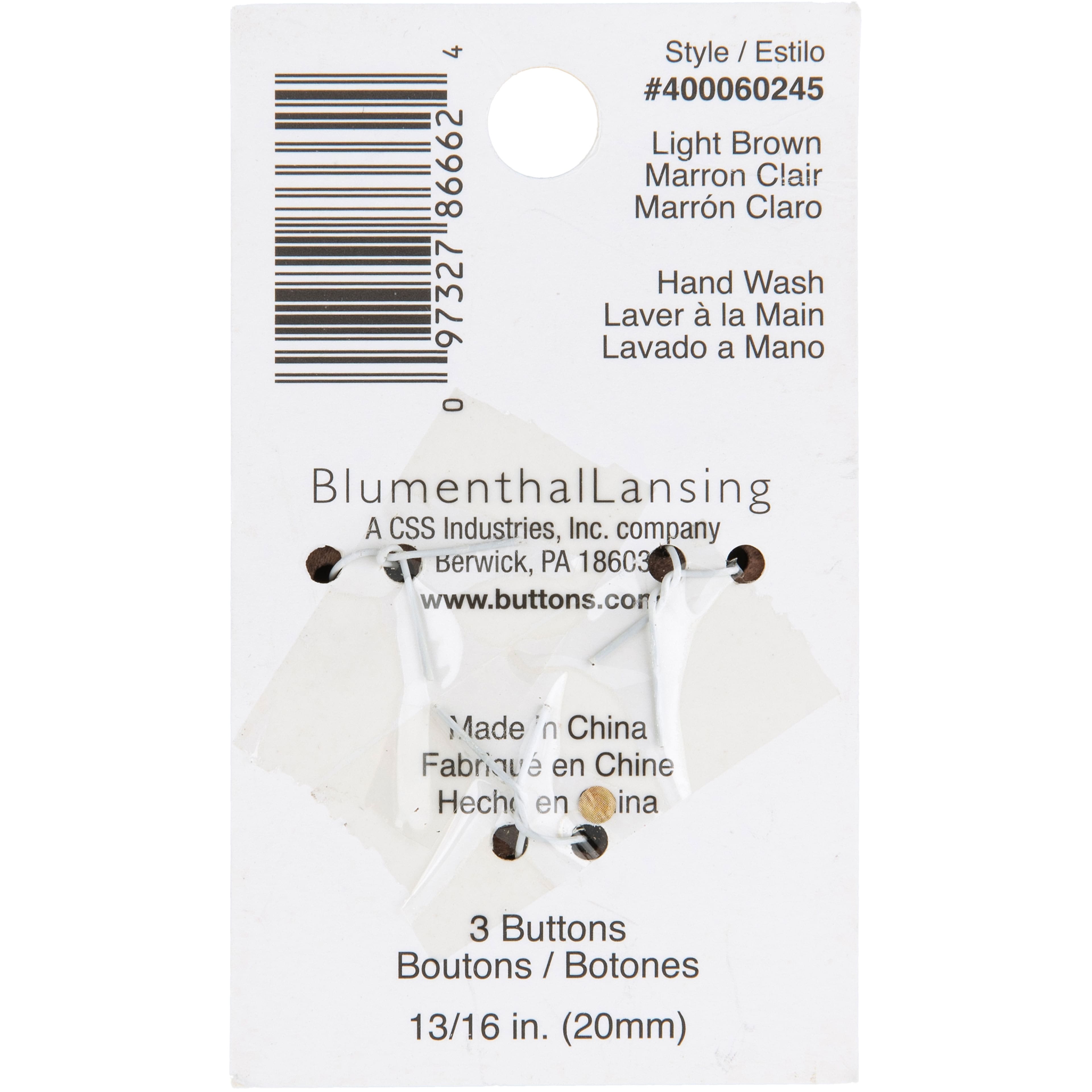 Organic Elements 13/16&#x22; Brown Wood Buttons, 3ct.