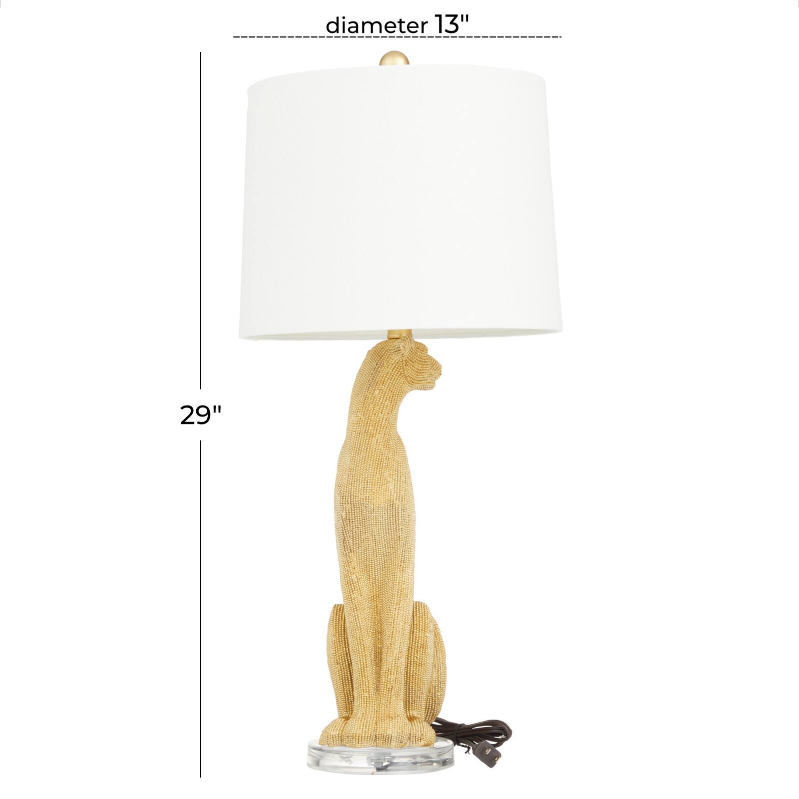 29&#x22; Polystone Glam Leopard Table Lamps, 2ct.