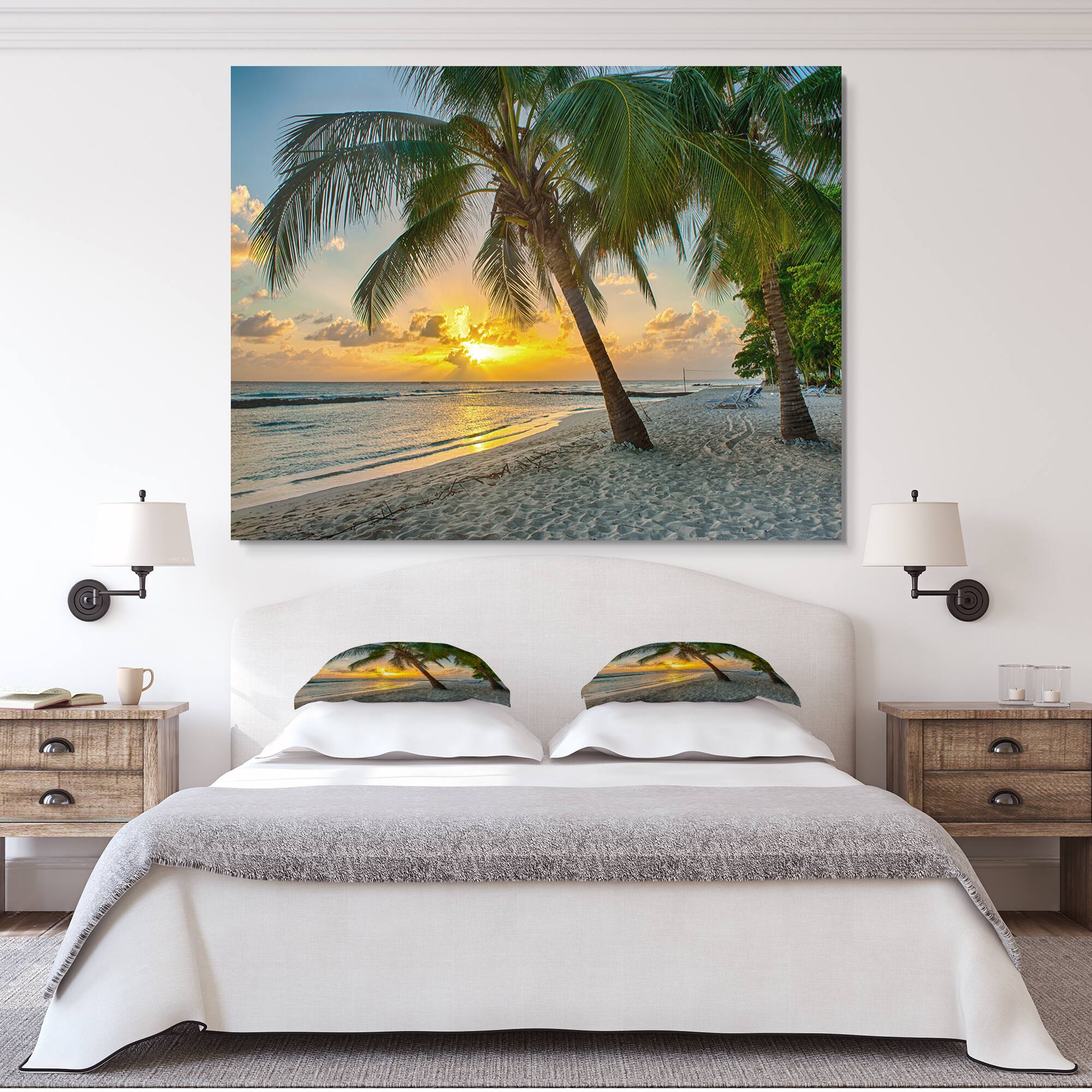 Designart - Beach in Caribbean Island of Barbados - Modern Seascape Canvas Artwork