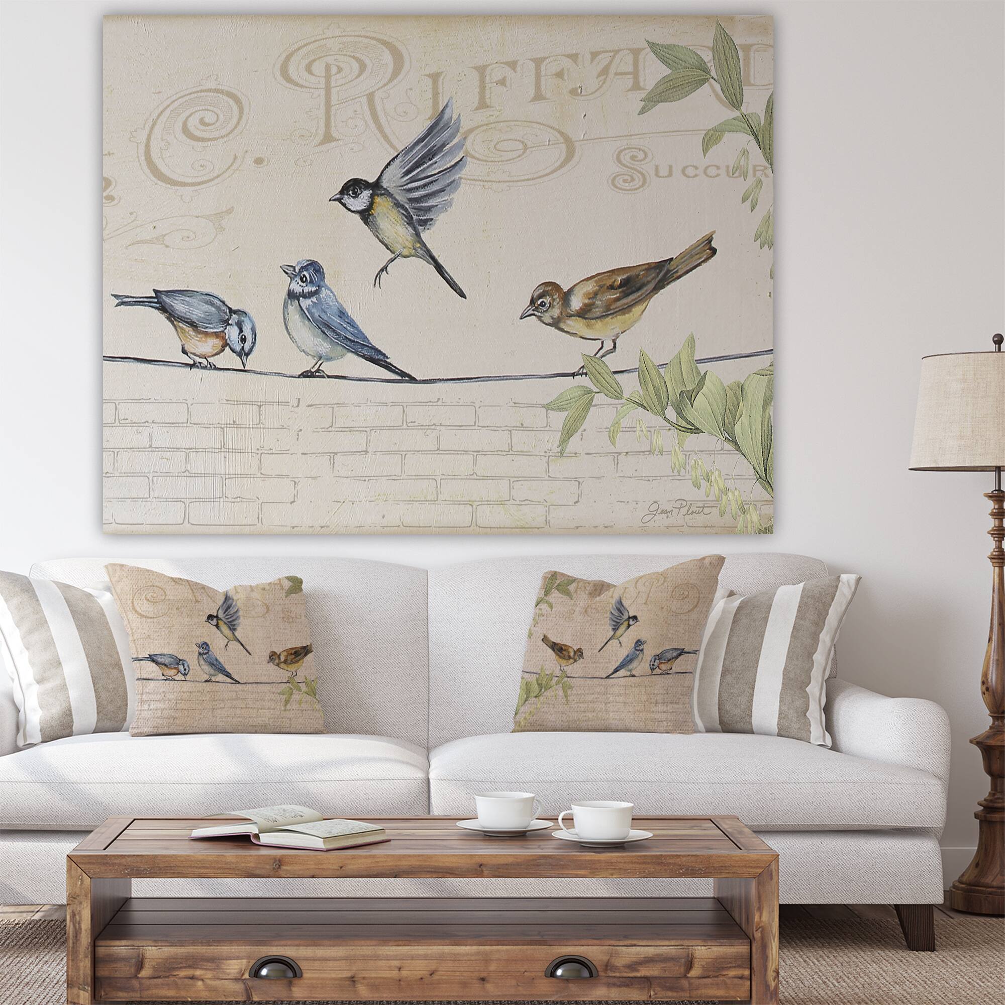 Designart - Birds Gathered On Wire Paris I - Cottage Canvas Artwork