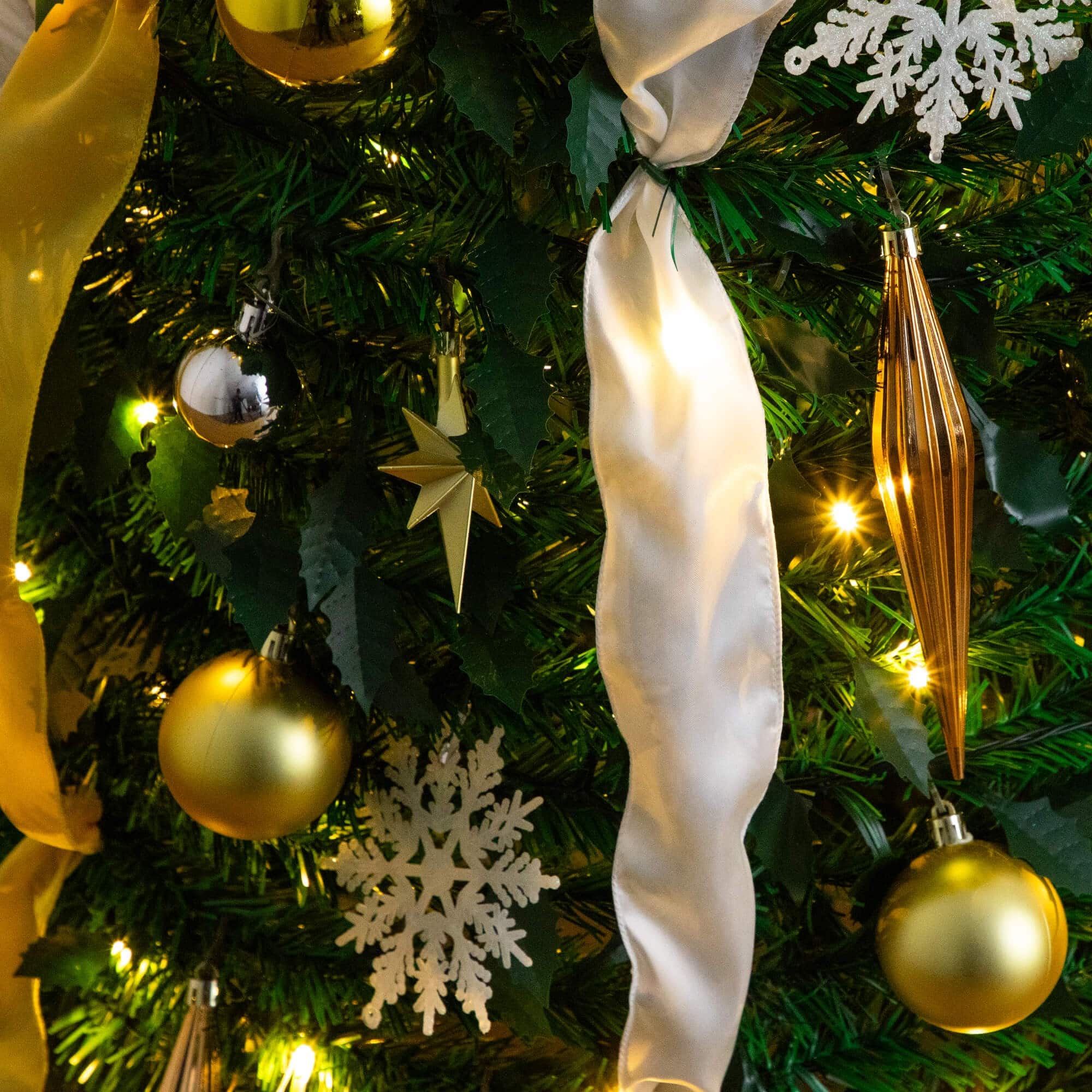 6ft. Pre-Lit Pop up Pre-decorated Artificial Christmas Tree, Warm White LED Lights
