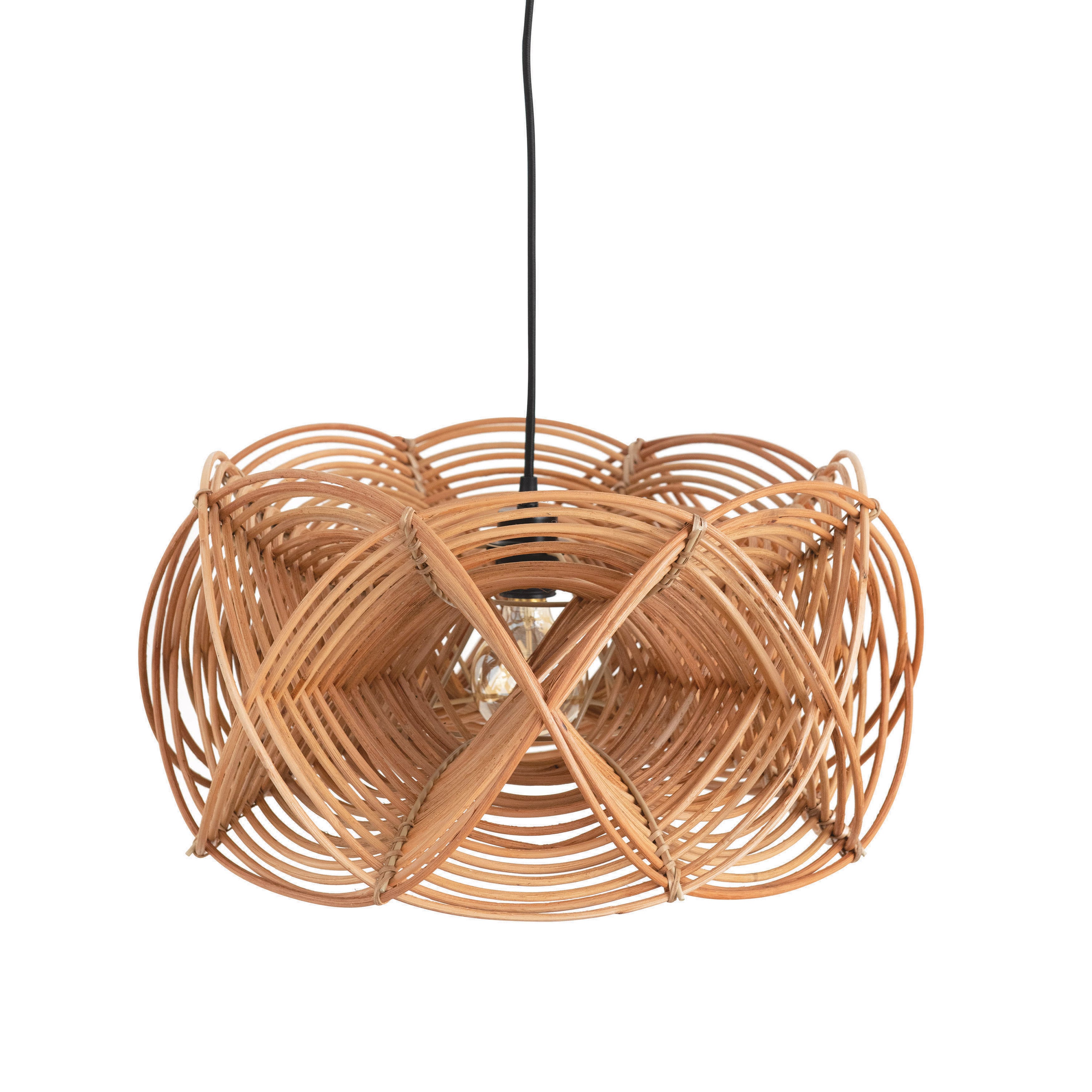 21&#x22; Natural Modern Woven Rattan Ceiling Light