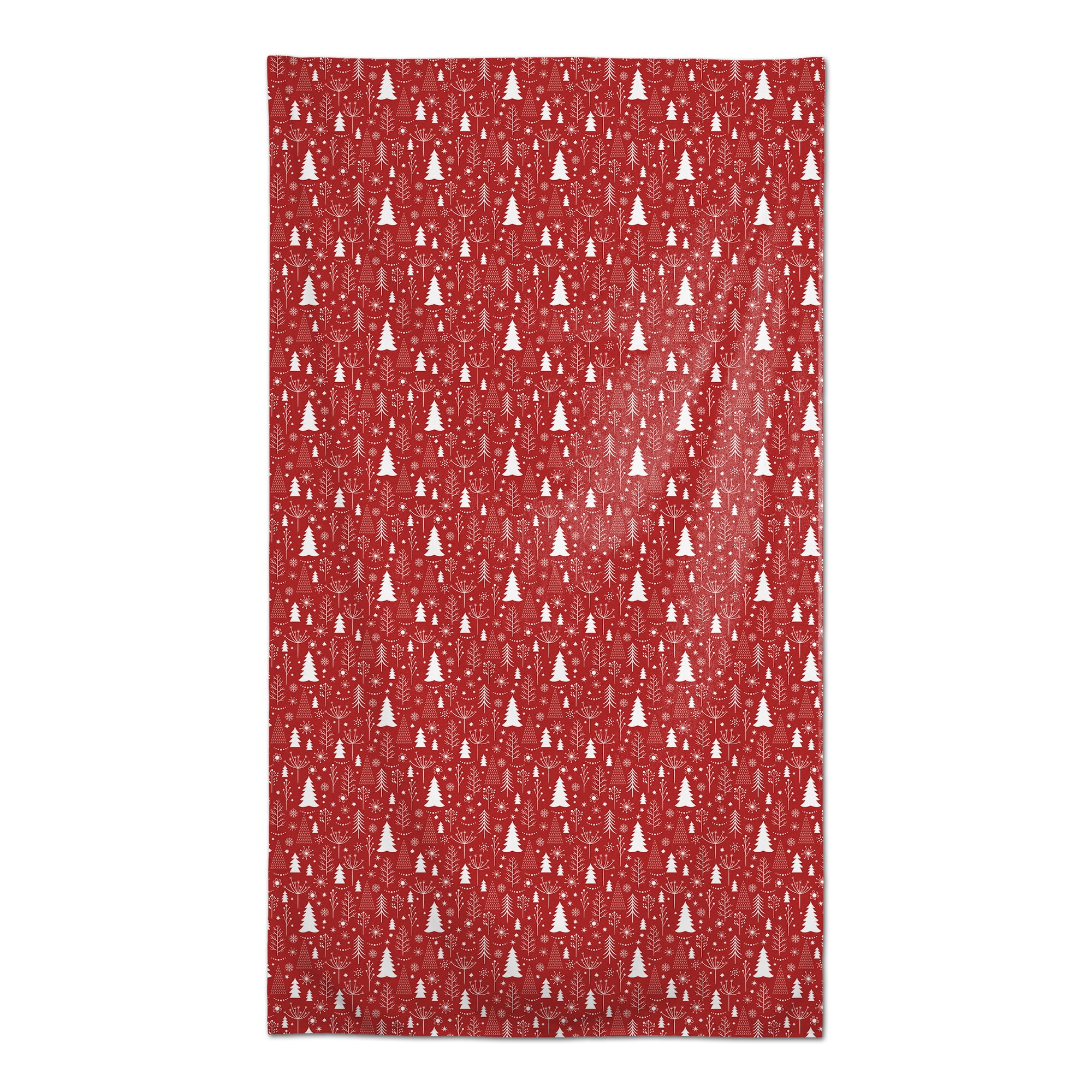 102" Red & White Winter Tree Pattern Tablecloth