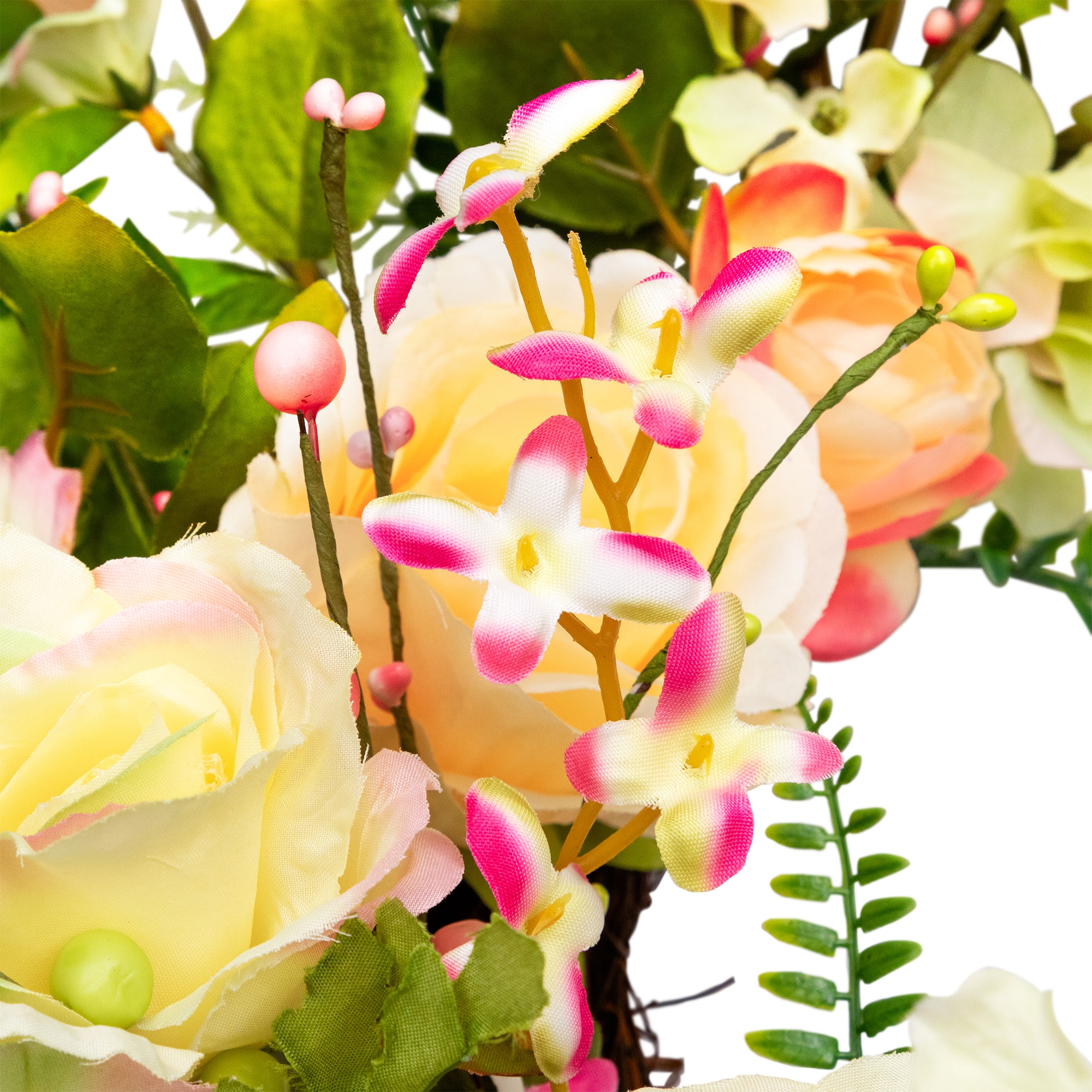 26" Daisy Peony & Roses Artificial Floral Spring Wreath