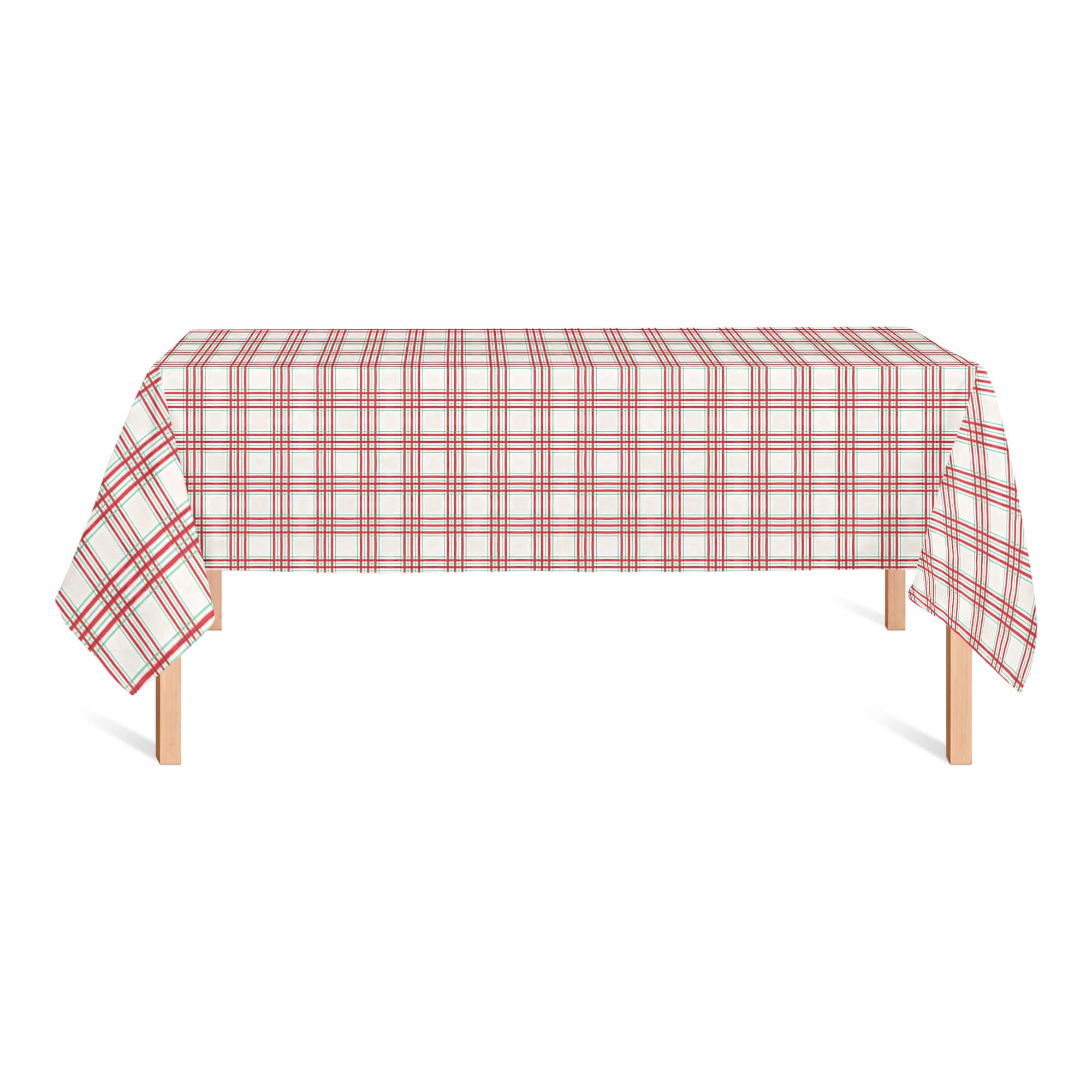 8.5ft. Painted Christmas Plaid Tablecloth