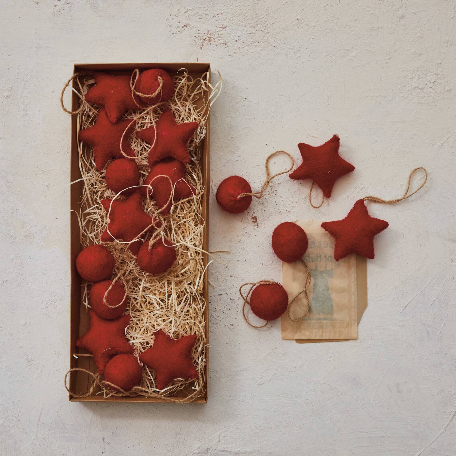 Hello Honey&#xAE; Handmade Wool Felt Ball &#x26; Star Ornament Set in Kraft Box