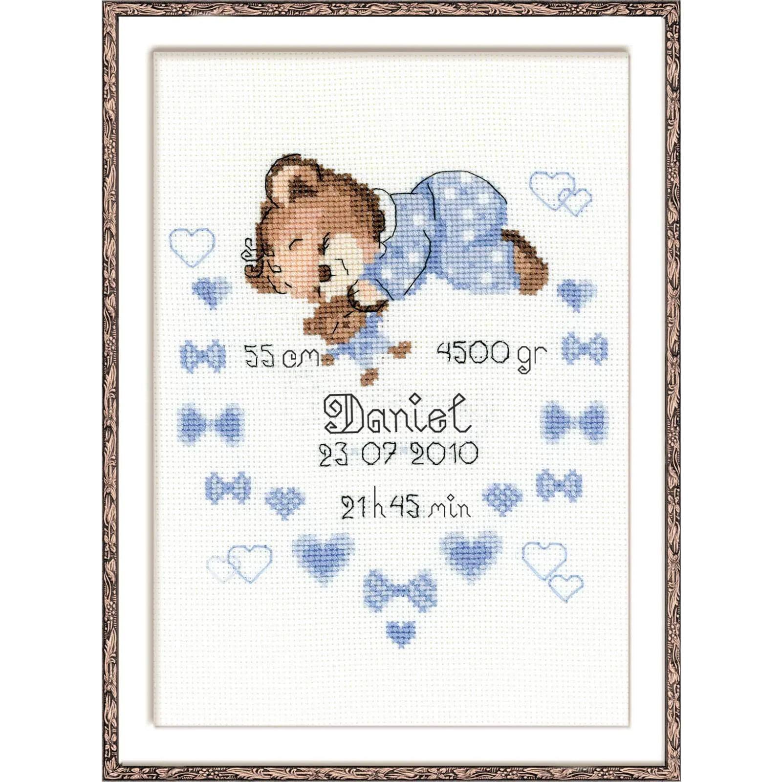RIOLIS Boys Birth Announcement Counted Cross Stitch Kit R1124