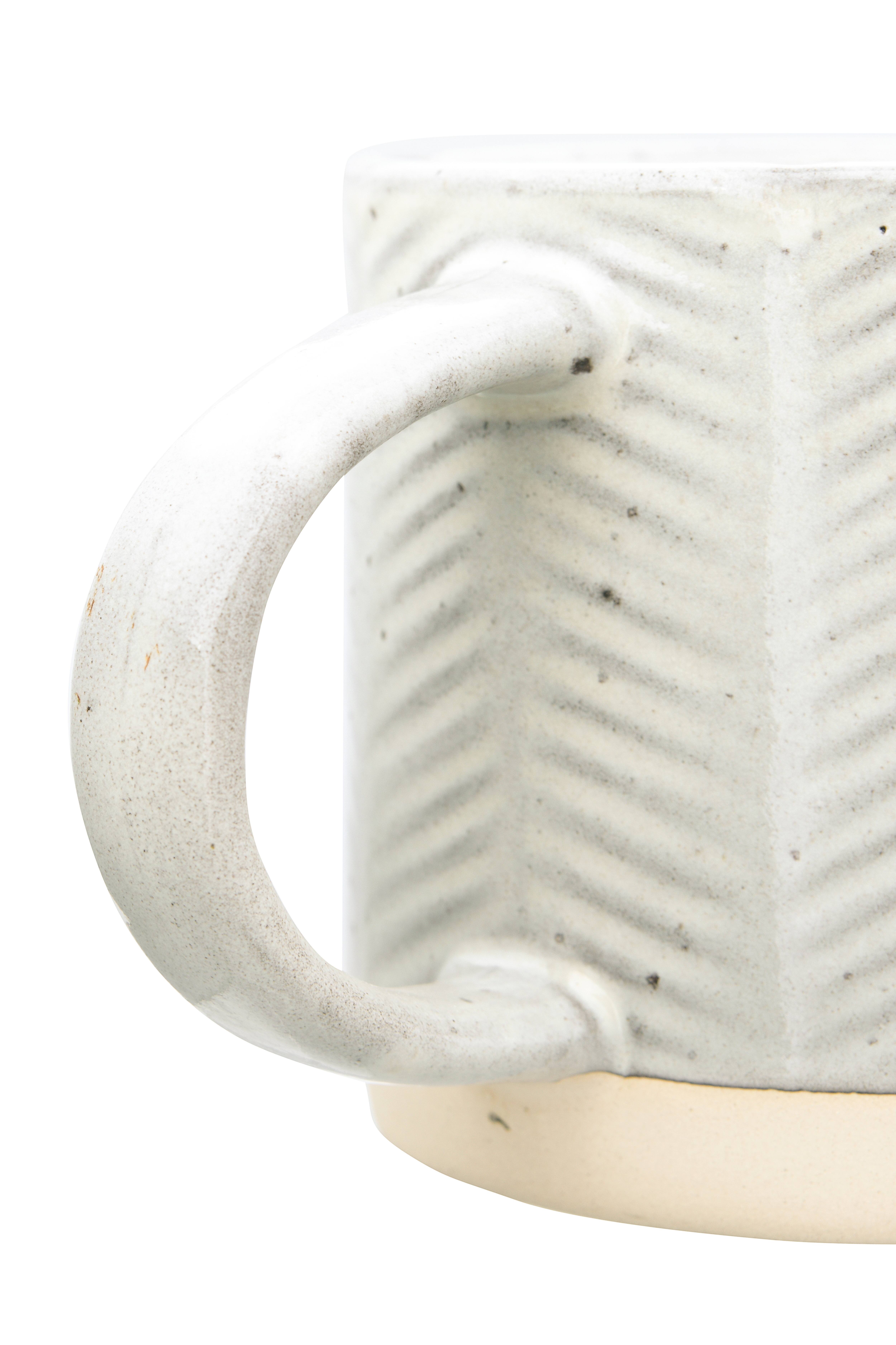 Hello Honey® Cream Debossed Reactive Glaze Stoneware Mug Set