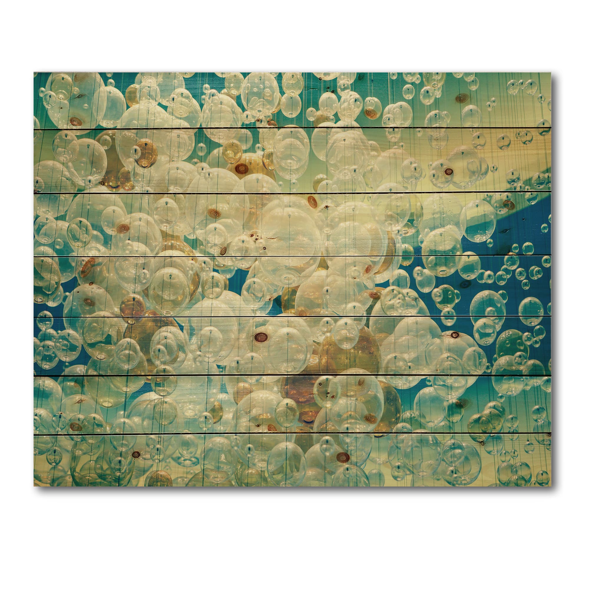 Designart - Abstract Chandelier In The Form of Balls I - Modern Print on Natural Pine Wood