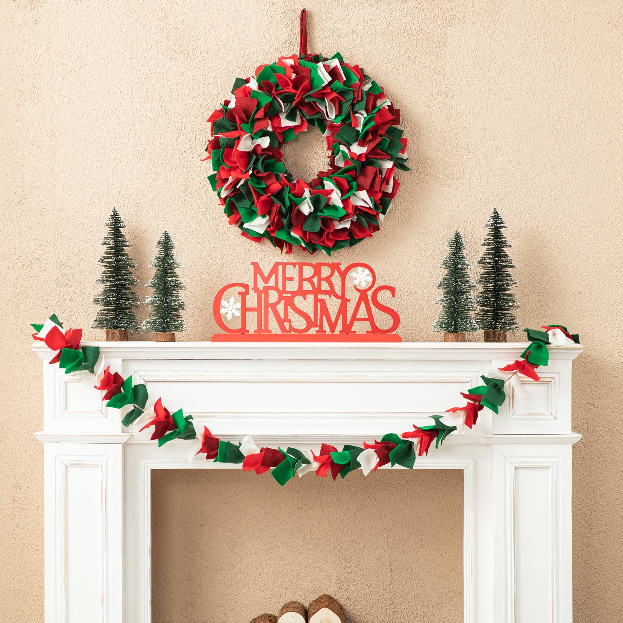 Glitzhome&#xAE; 6ft. Christmas Multicolor Felt Garland, 2ct.