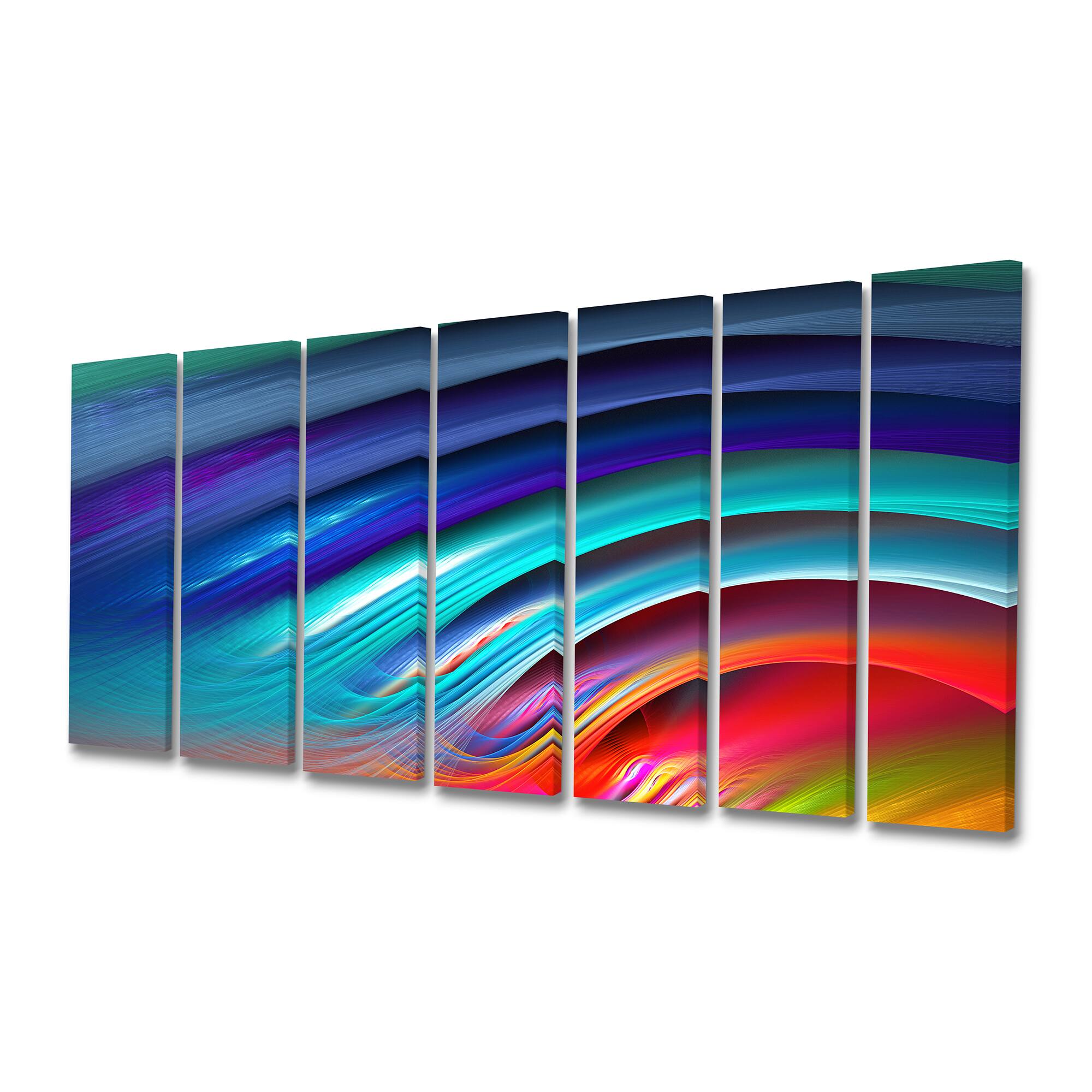 Designart - Beautiful Fractal Rainbow Waves - Floral Canvas Art Print