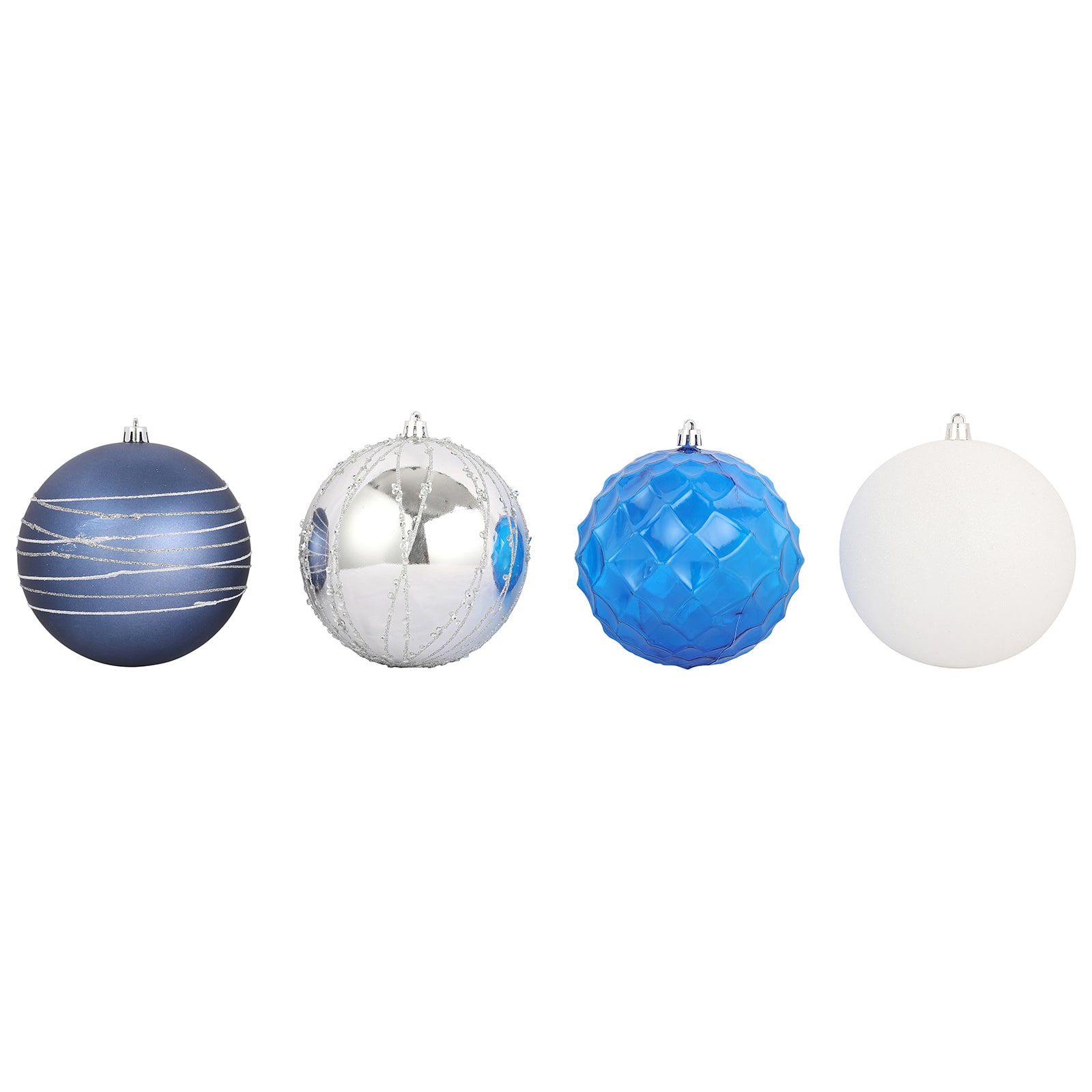 Assorted 4 Pack 4.7&#x22; Blue &#x26; Silver Shatterproof Ball Ornaments, 1pc. by Ashland&#xAE;